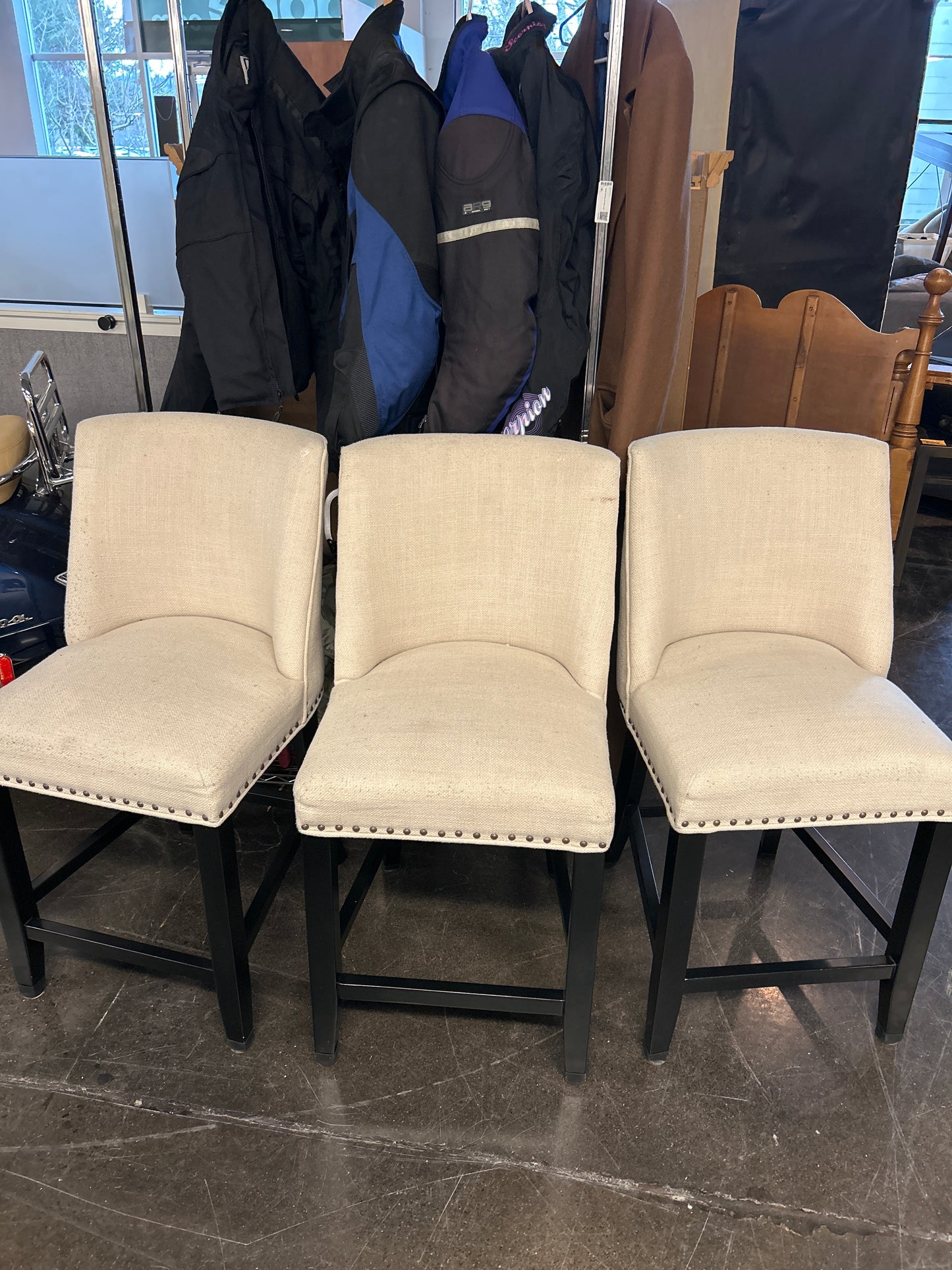 White Highback Barstools (SET OF THREE)