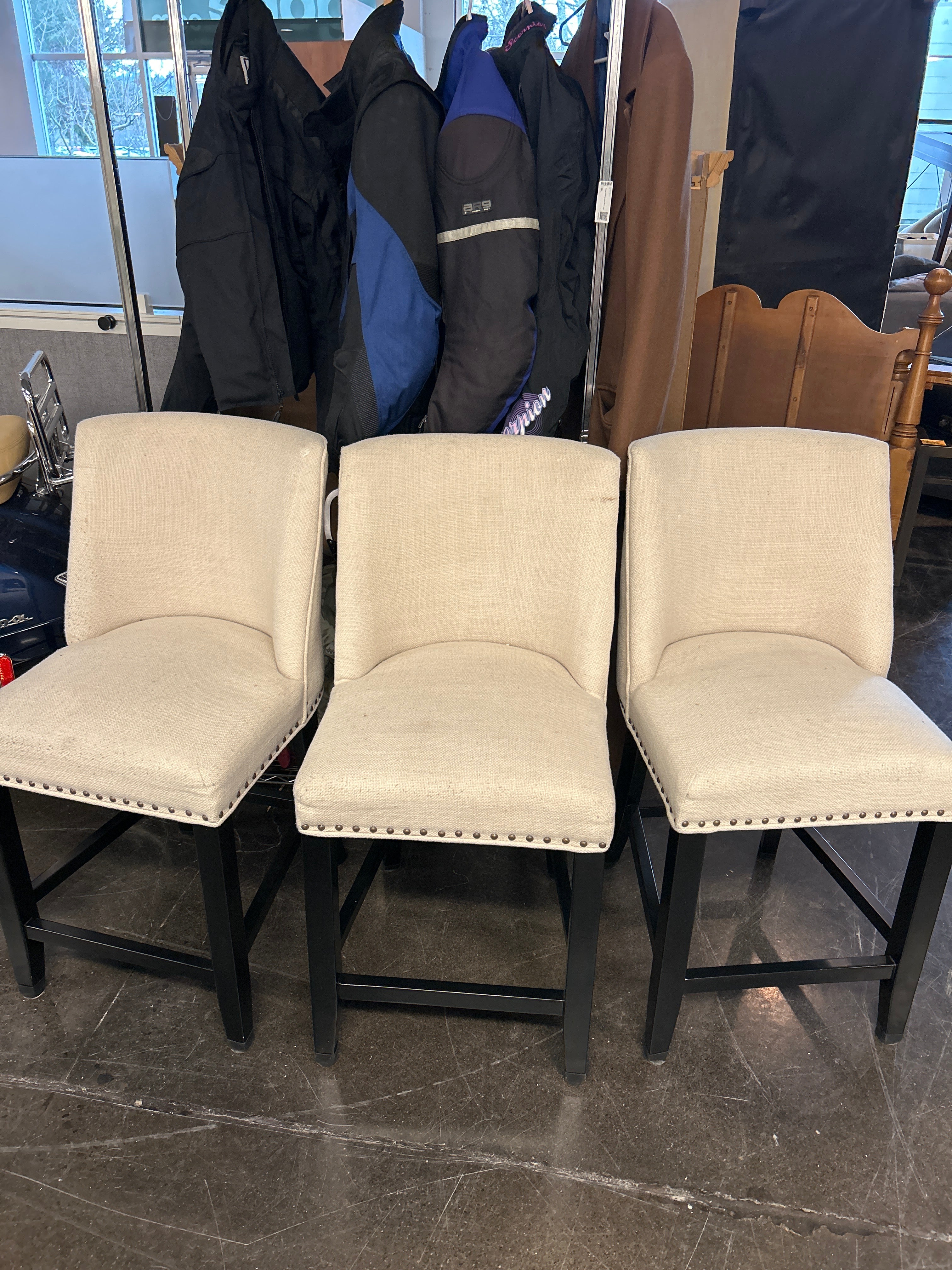 White Highback Barstools (SET OF THREE)