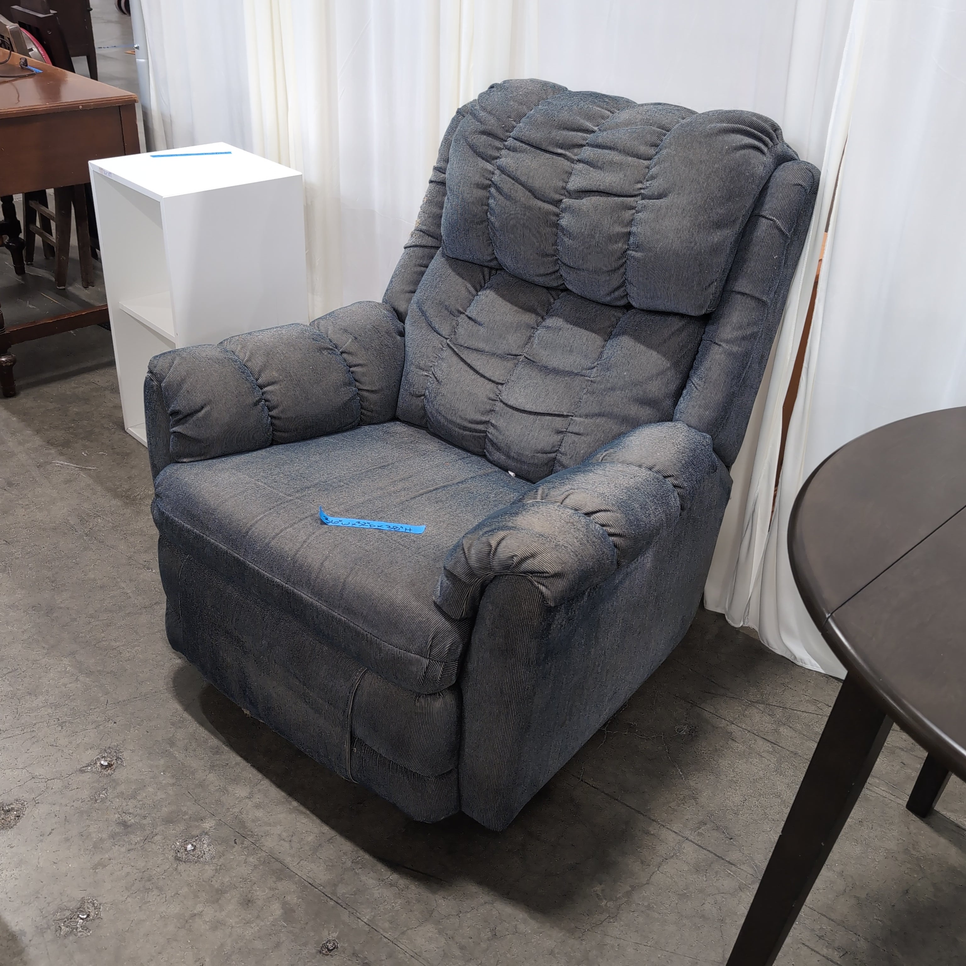 Padded Dark Gray Corduroy Recliner