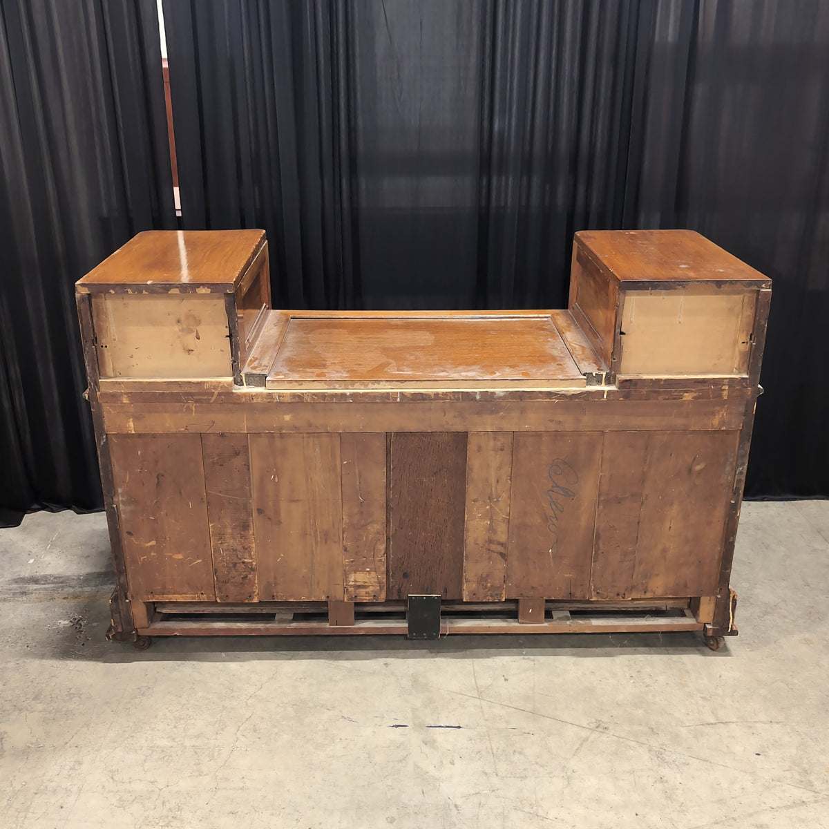 Traditional Carved Wood Vanity in Medium Brown