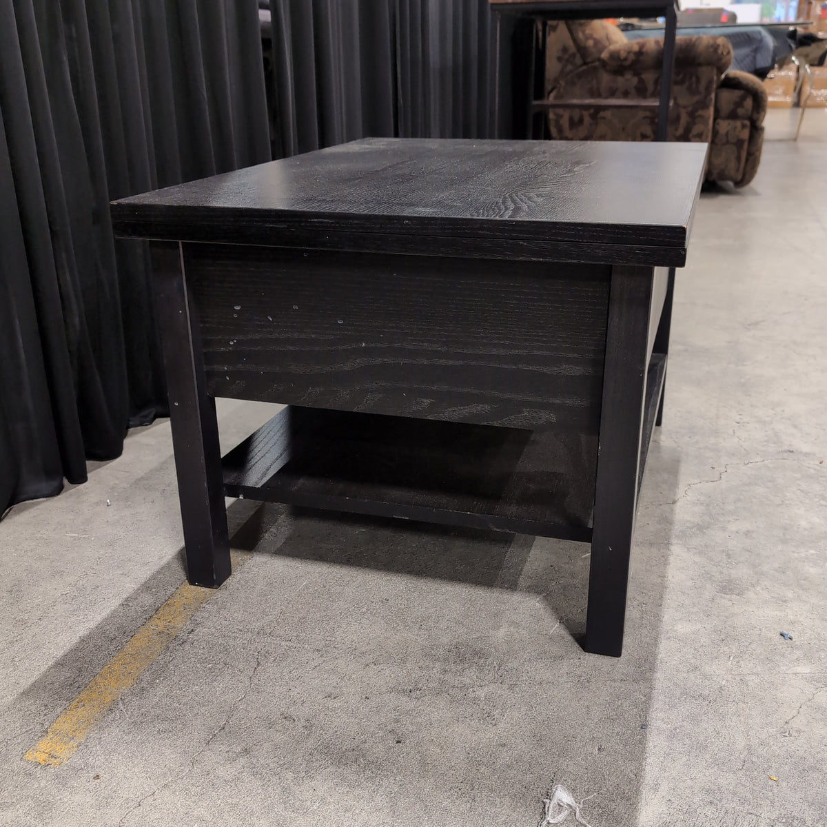 Dark Wood Rectangular Coffee Table with Lower Shelf