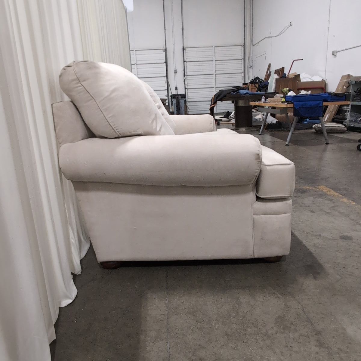 Light Beige Rolled Arm Loveseat