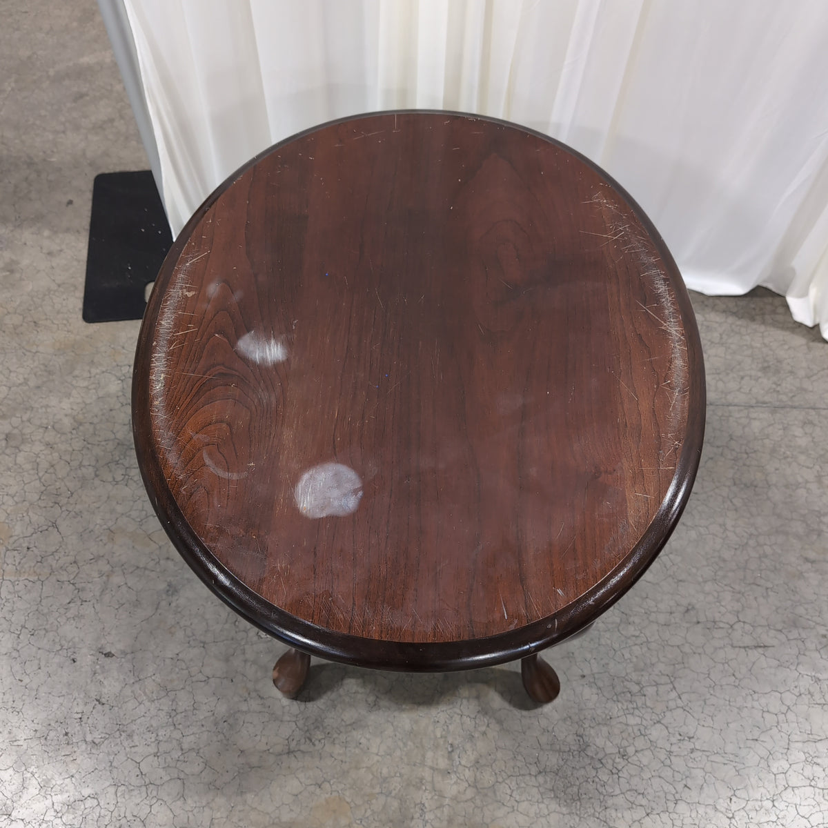 Dark Hardwood Queen Anne Style End Table with Ornate Hardware