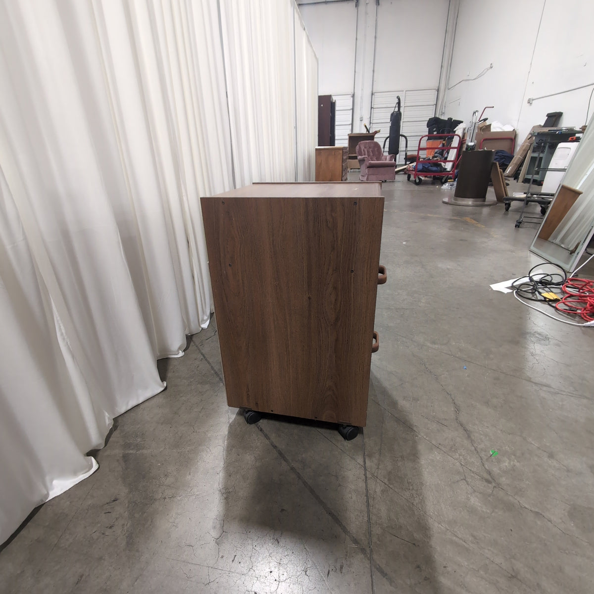 Functional Brown Wood Nightstand with Two Drawers