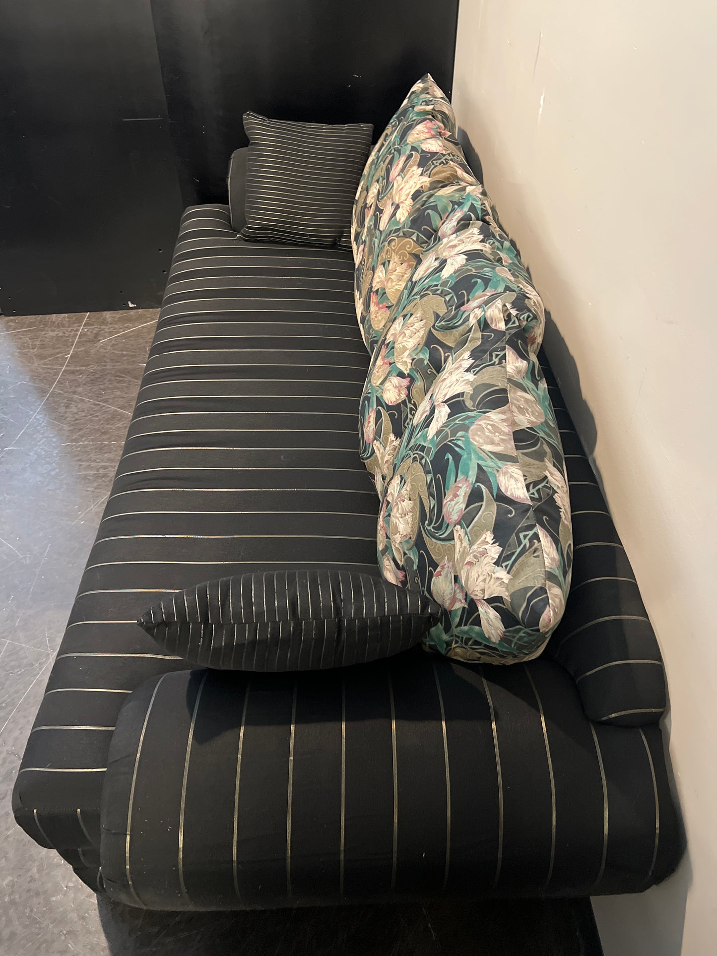Pacific Oaks Striped Sofa with Floral Cushions