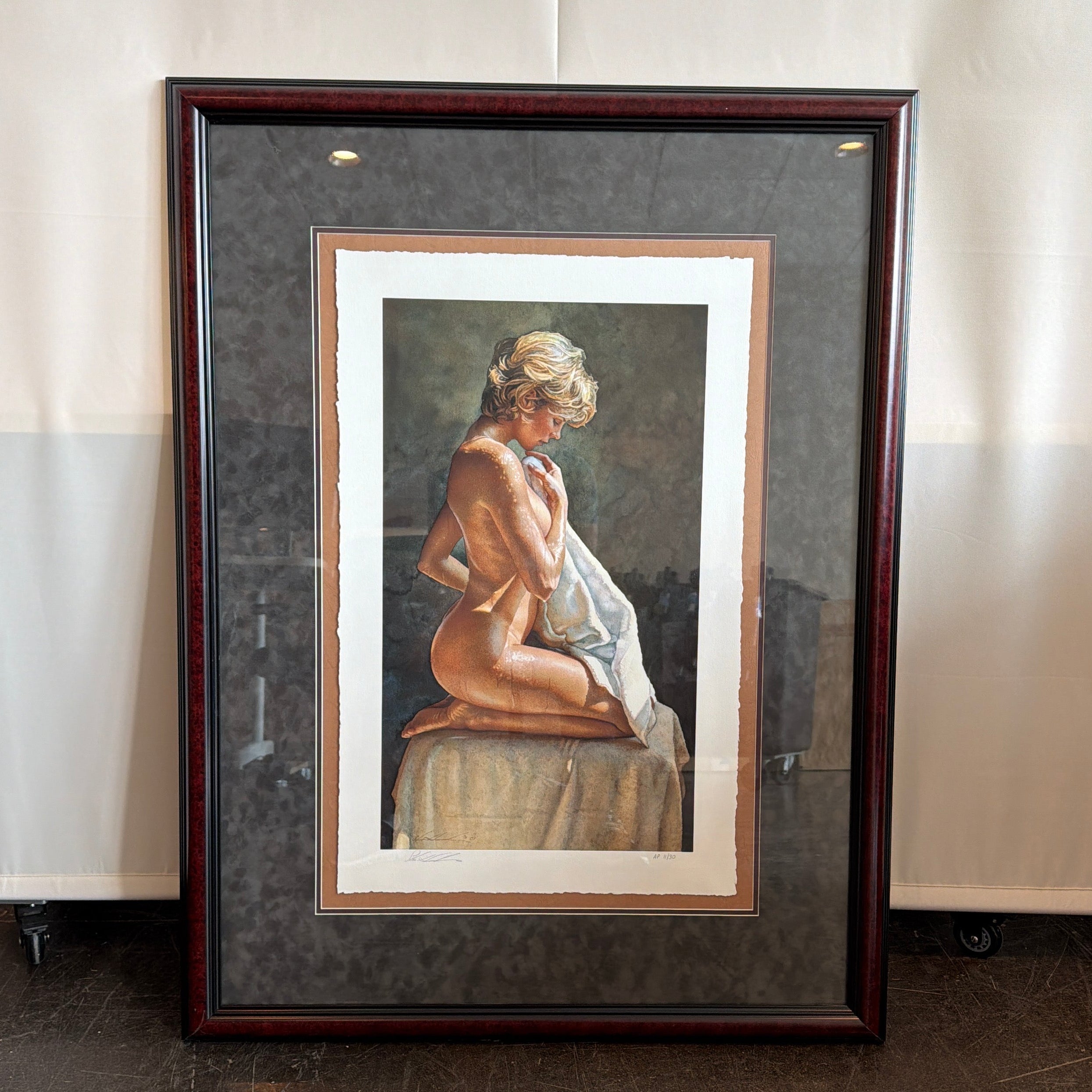 Steve Hanks Signed Framed Figurative Nude Artwork Print with Multi-Layered Matting AP 11/30