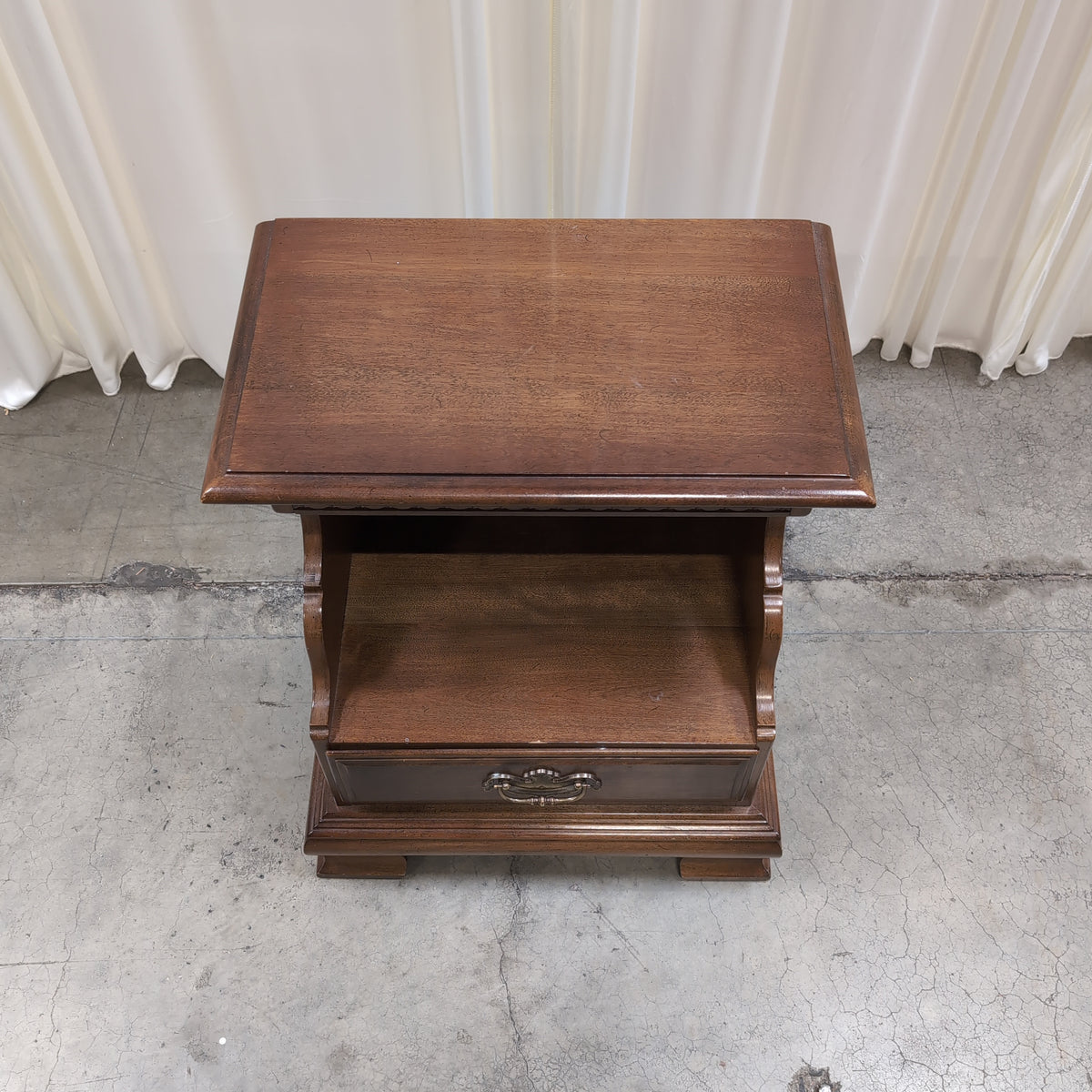 Traditional Dark Wood Nightstand with Ornate Hardware
