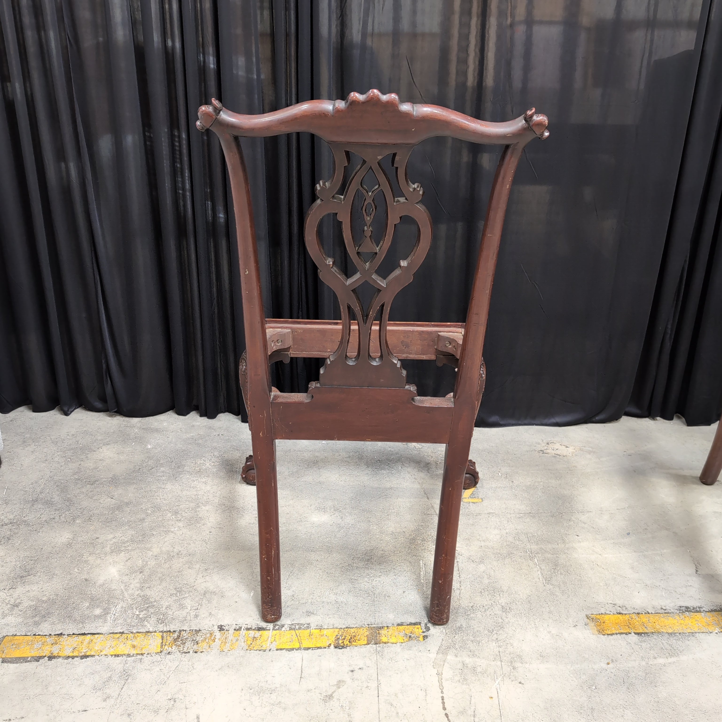 Chippendale Style Carved Wood Chair with Claw Feet