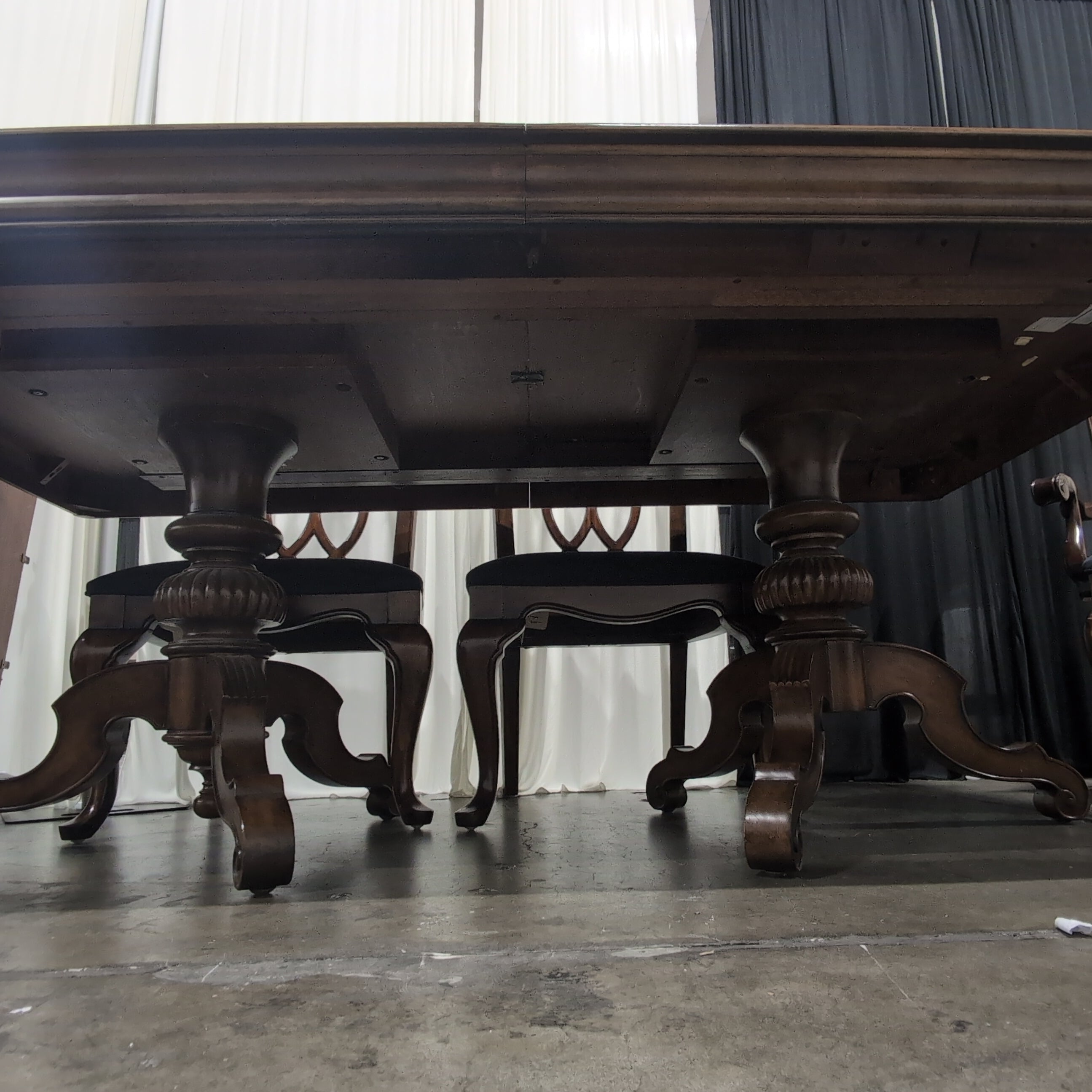 Traditional Dark Wood Dining Table with Cabriole Legs