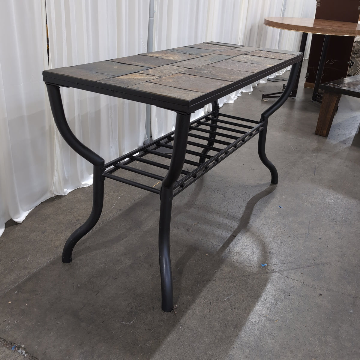 Rectangular Slate Tile Top Coffee Table in Metal