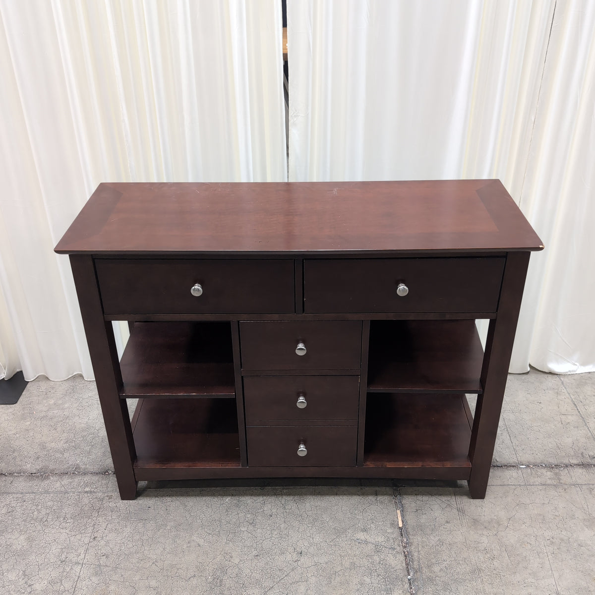 Dark Brown Wood TV Stand with Multiple Drawers