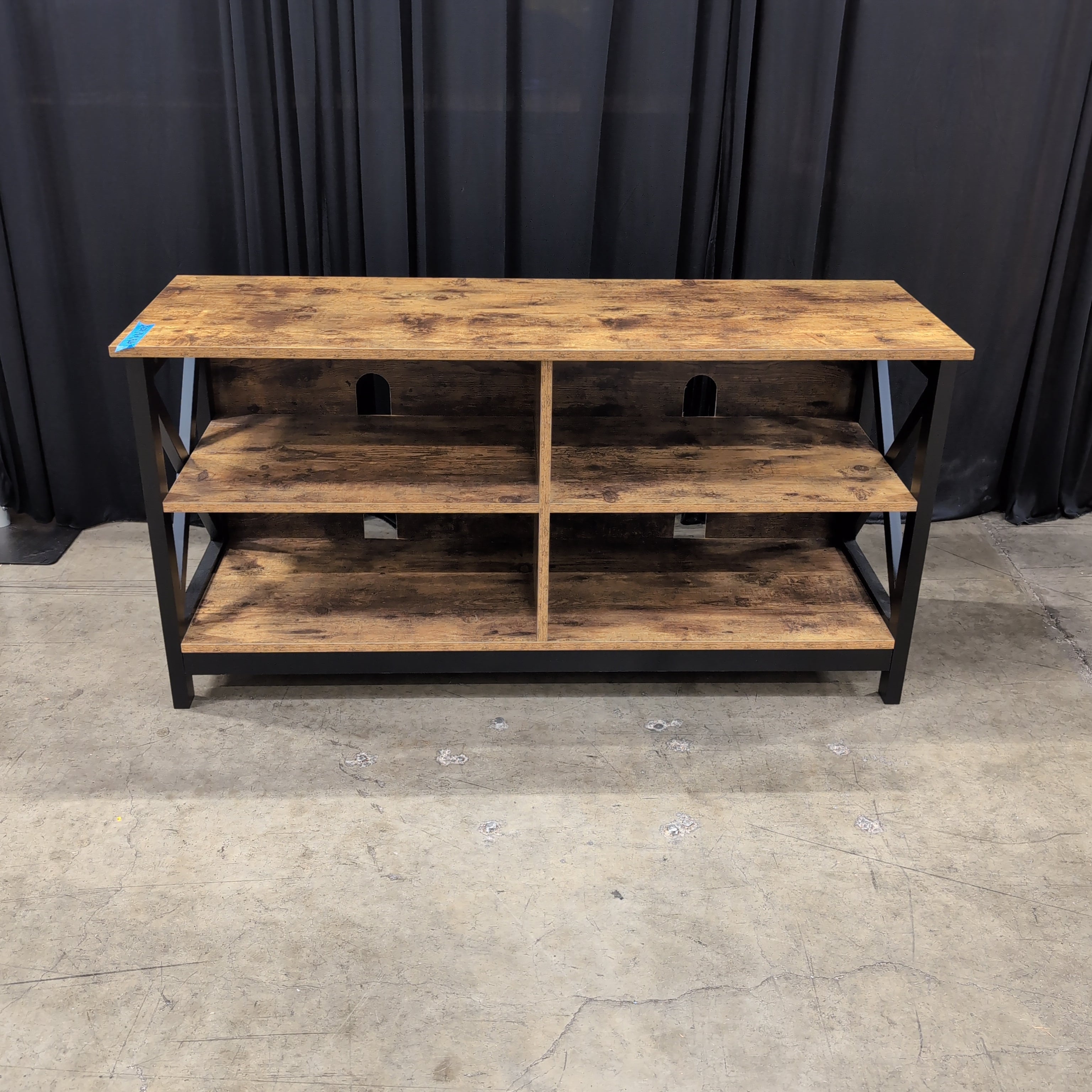 Rustic Brown Wood TV Stand with X-Brace Sides