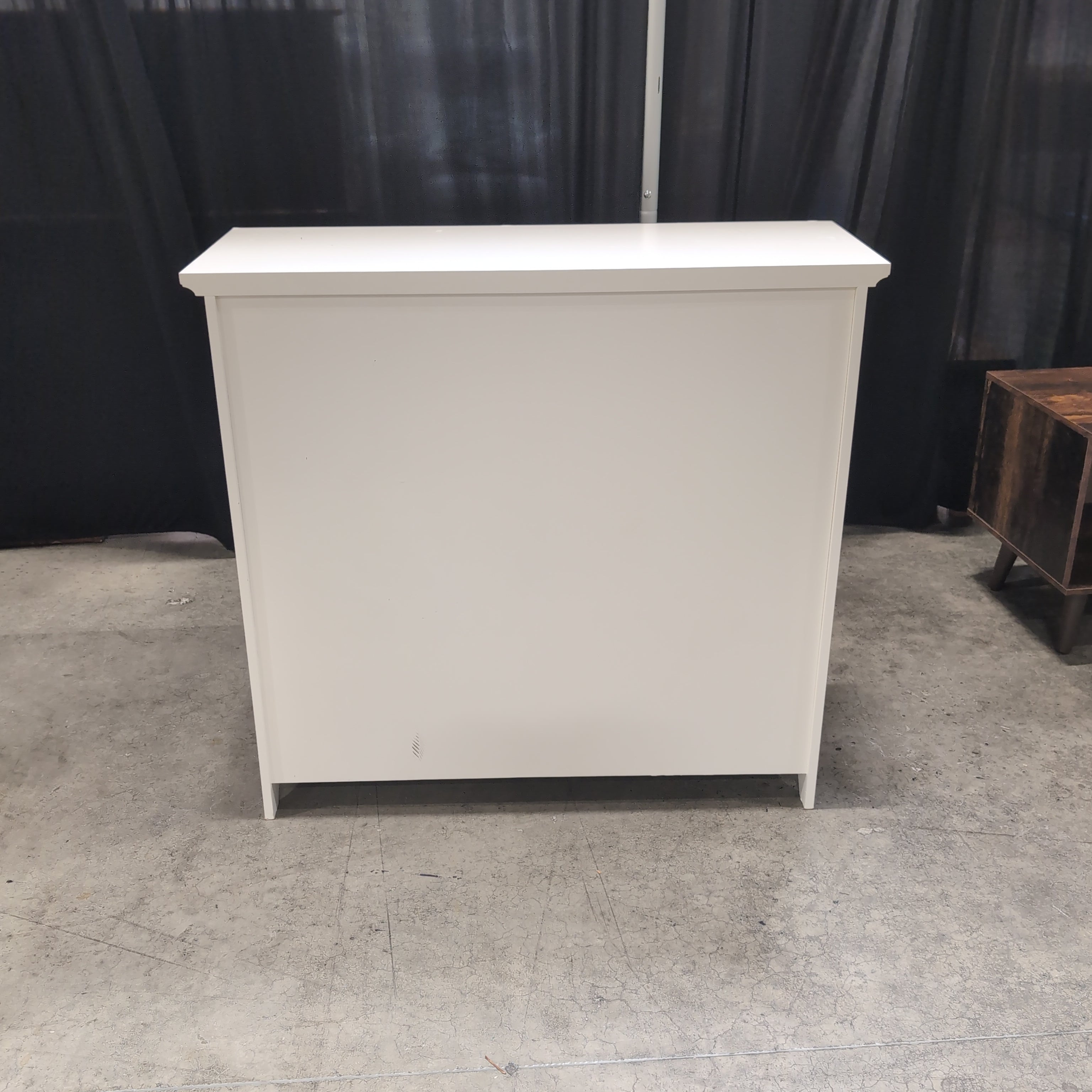 White Beadboard Storage Cabinet with Open Shelving