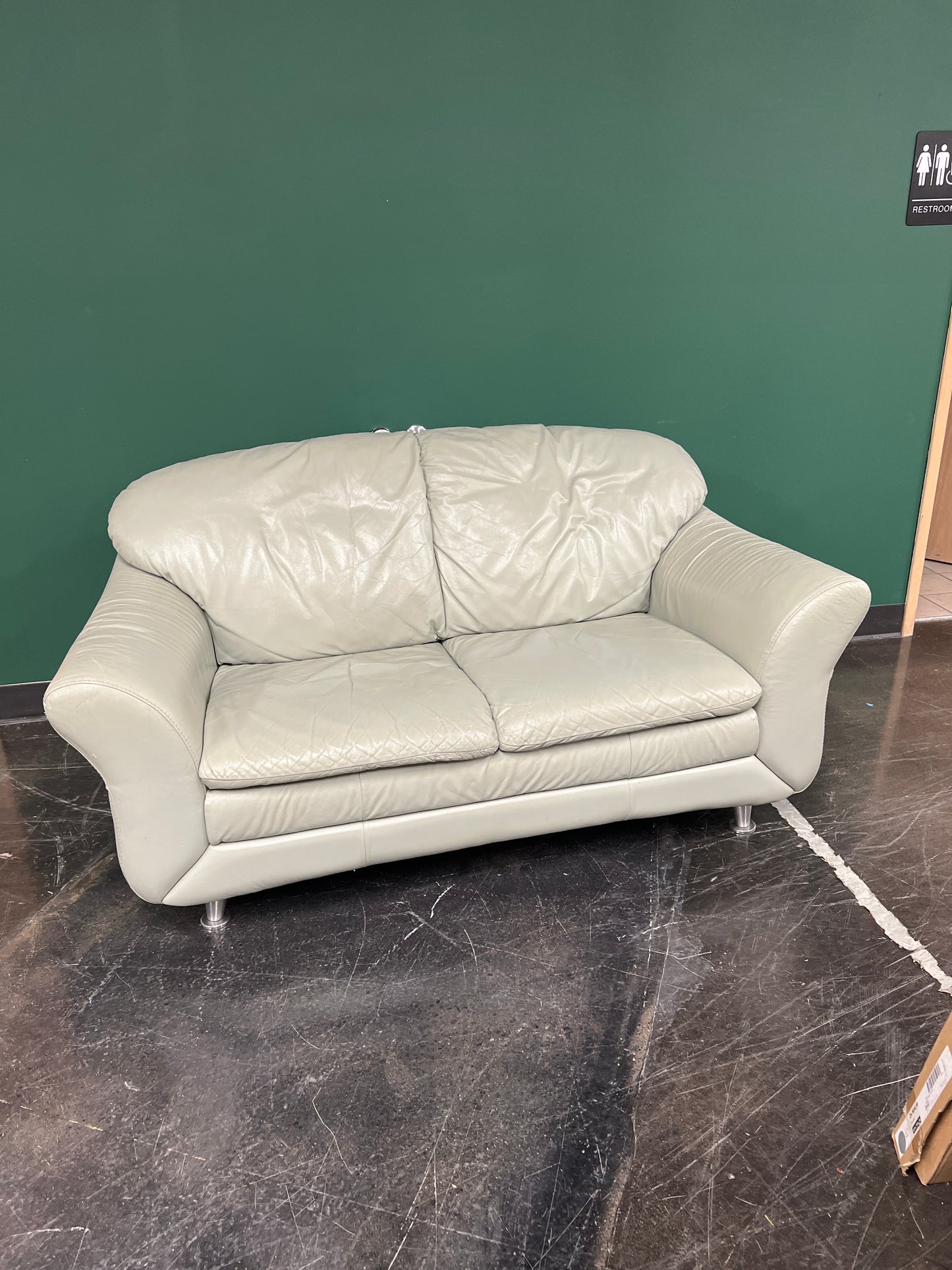 Plush Light Grey Leatherette Sofa