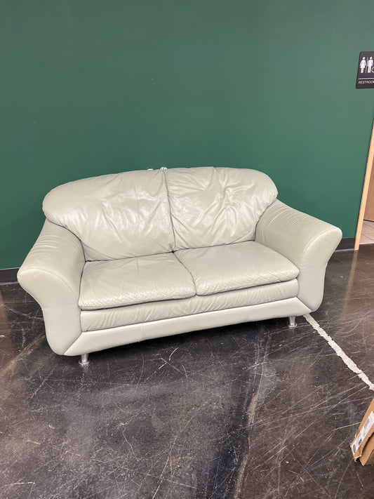 Plush Light Grey Leatherette Sofa