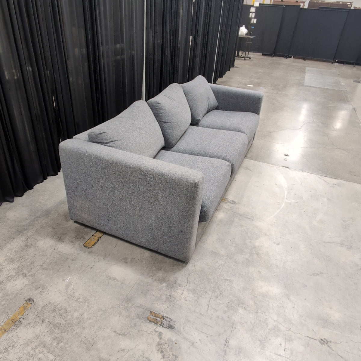 Gray Fabric L-Shaped Sectional Couch with Track Arms