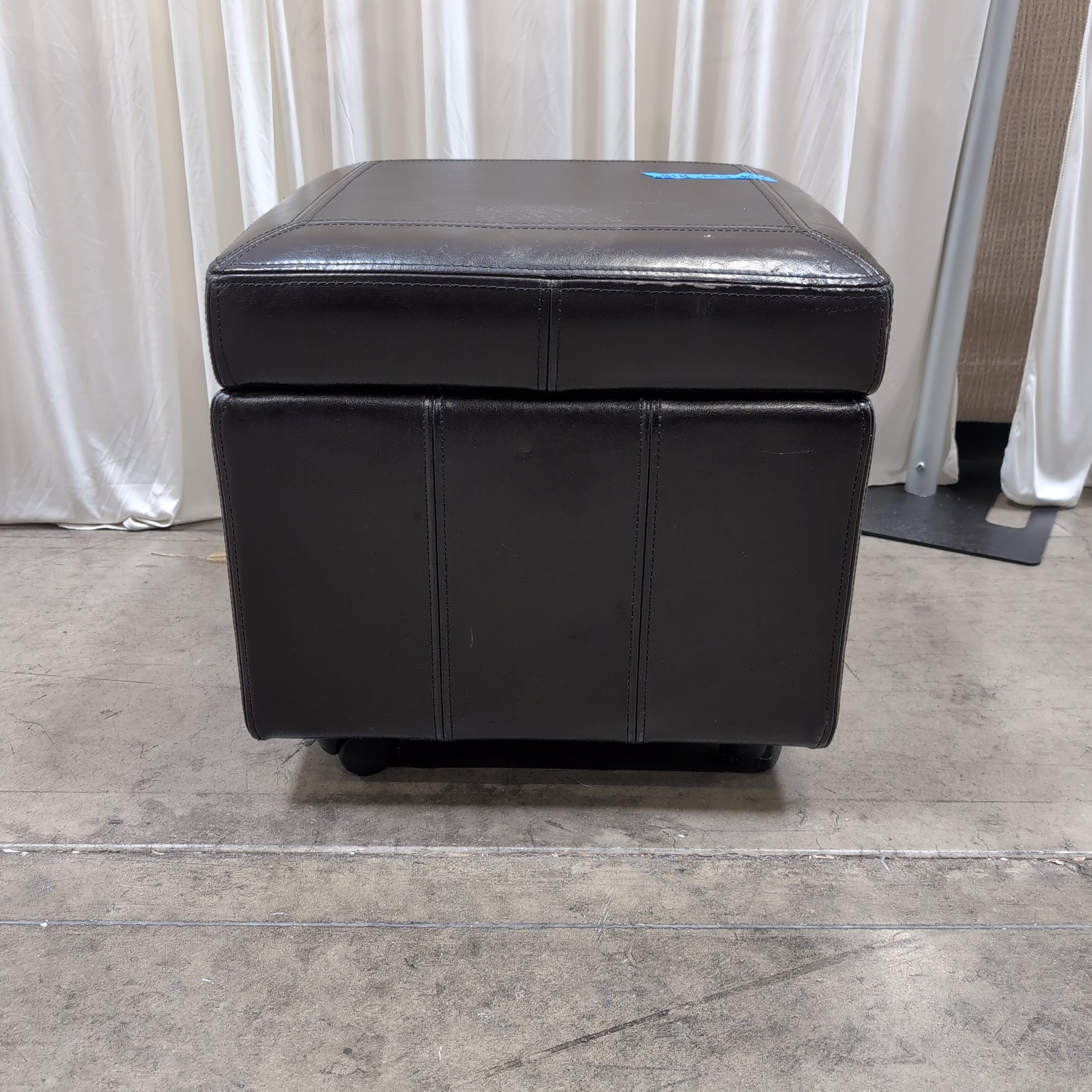 Dark Brown Faux Leather Storage Ottoman on Casters