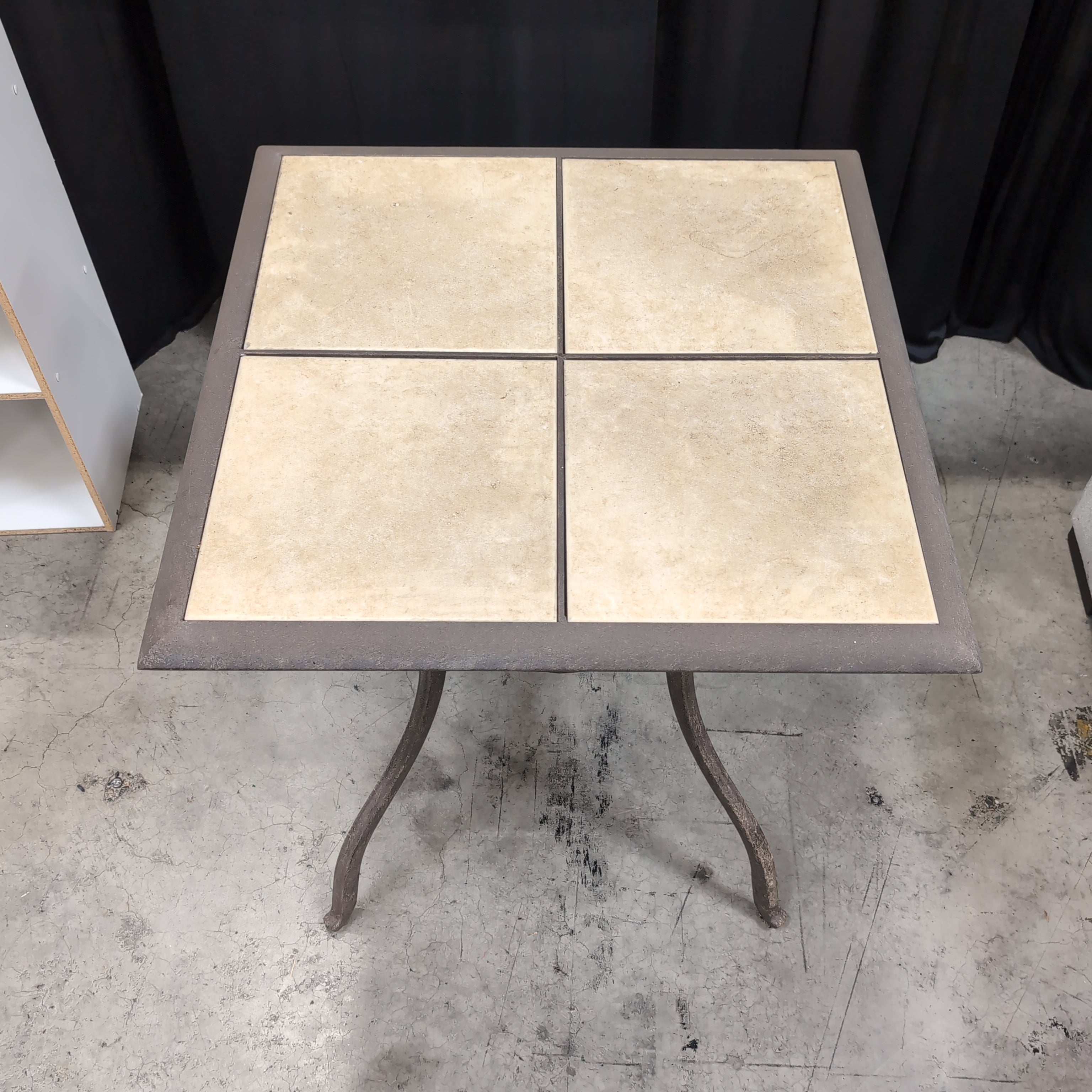 Square Tile Top Outdoor Table with Metal Base