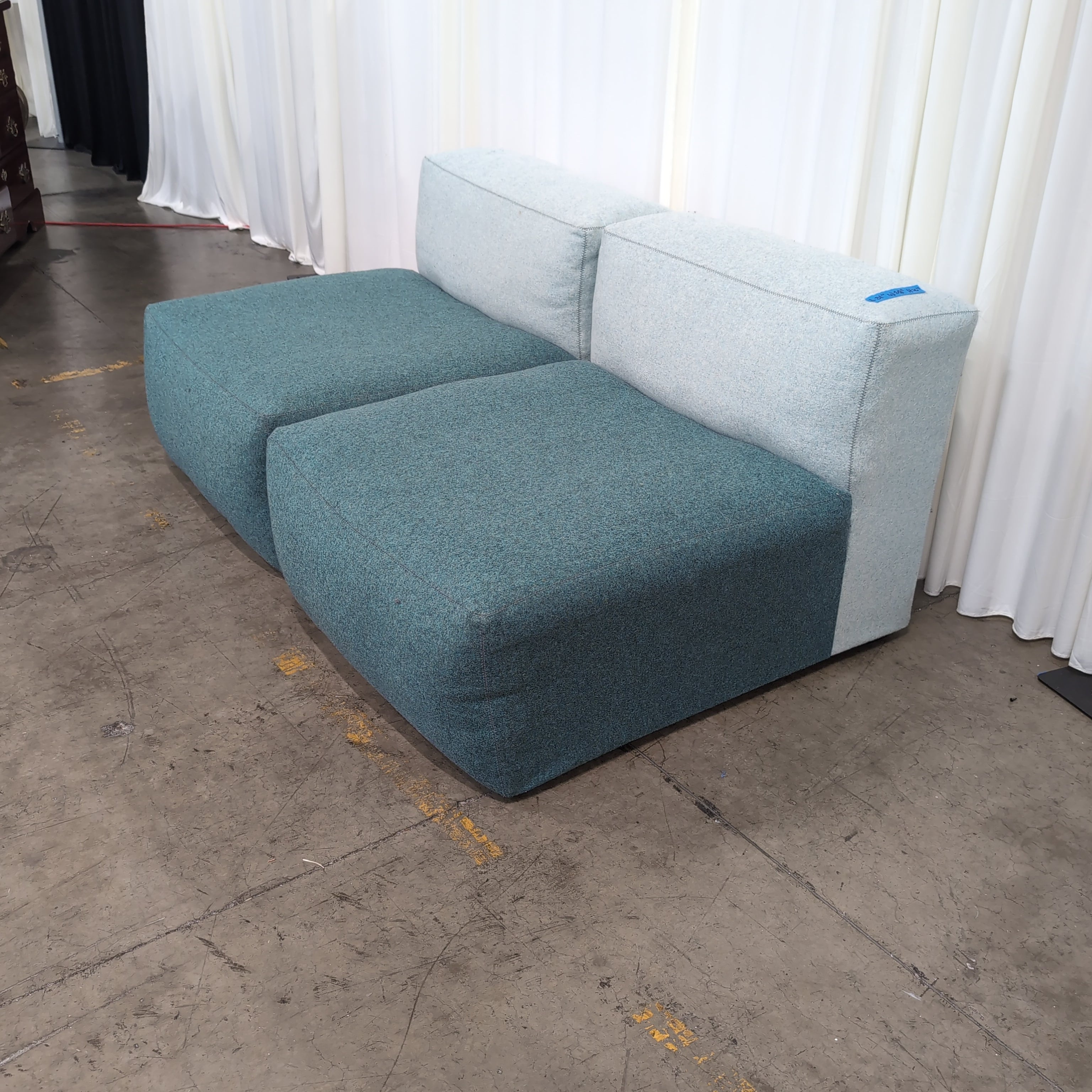 Pair of Two-Tone Green Fabric Modular Seat with Backrest