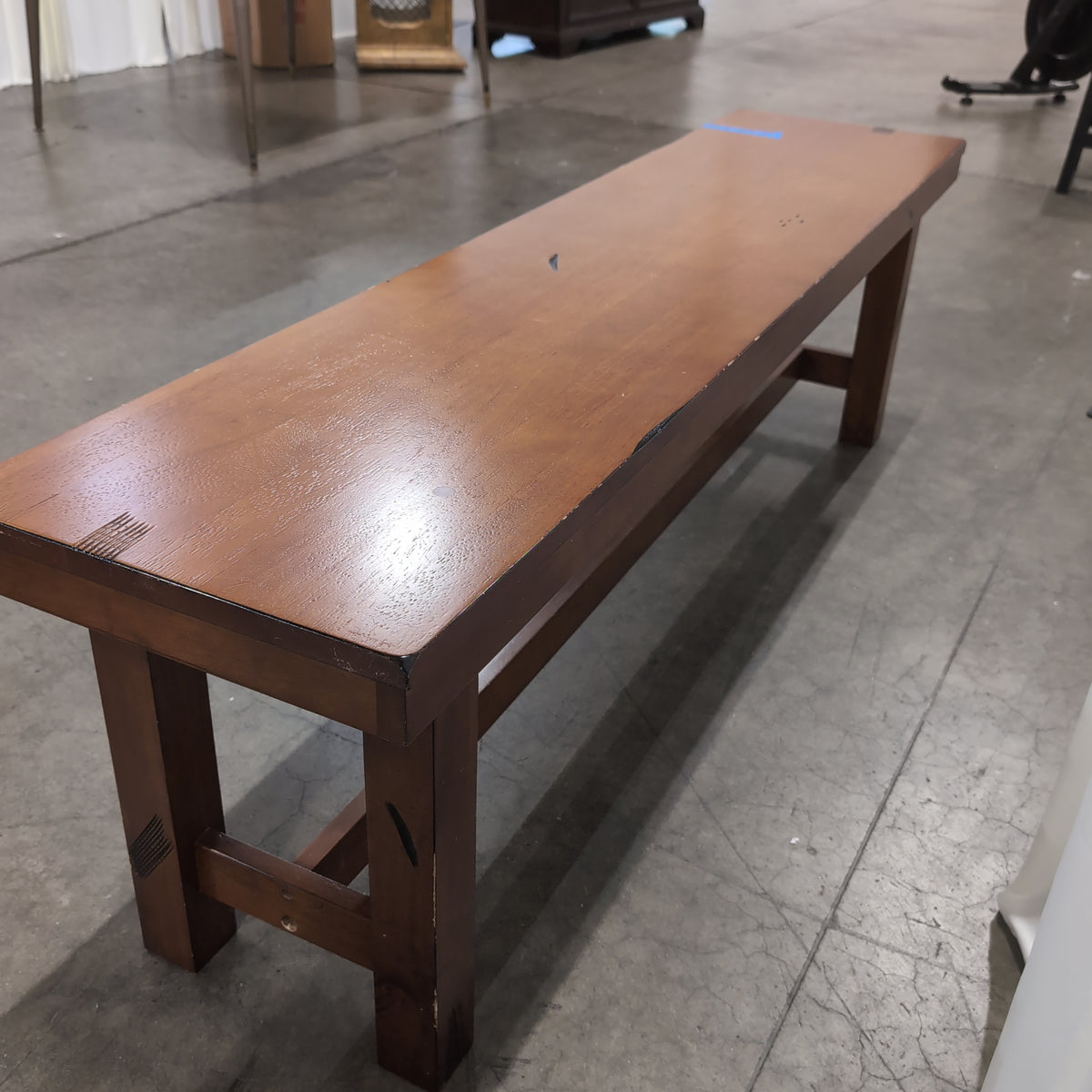 Rustic Brown Stained Wood Bench