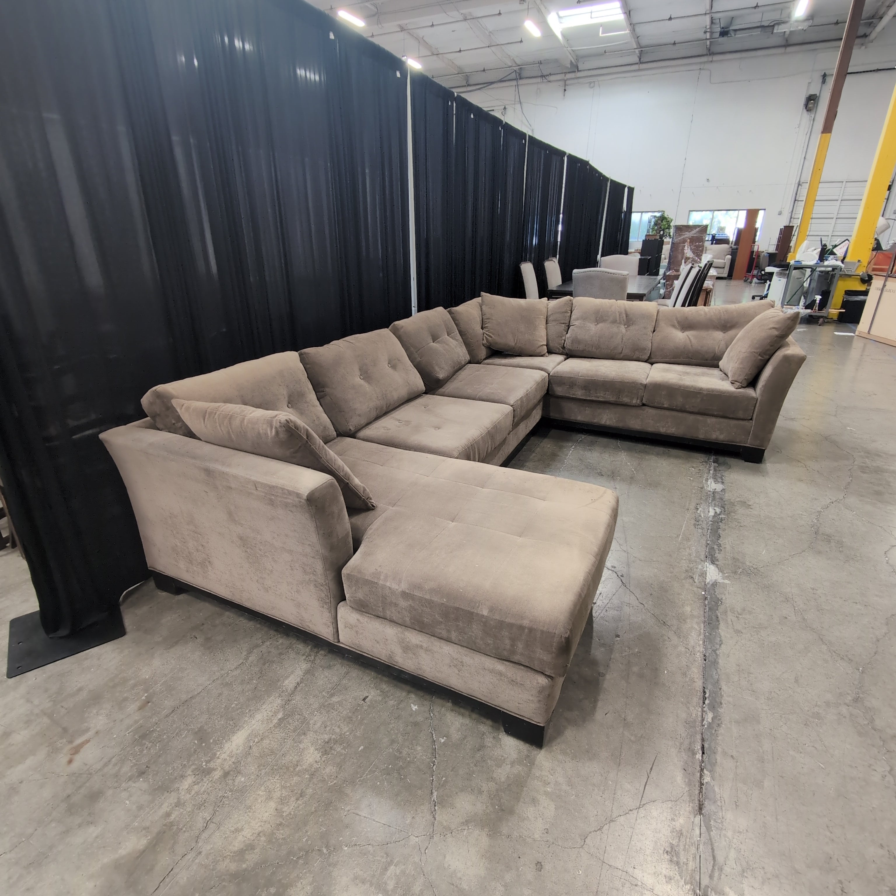 Brown Upholstered Sectional Couch