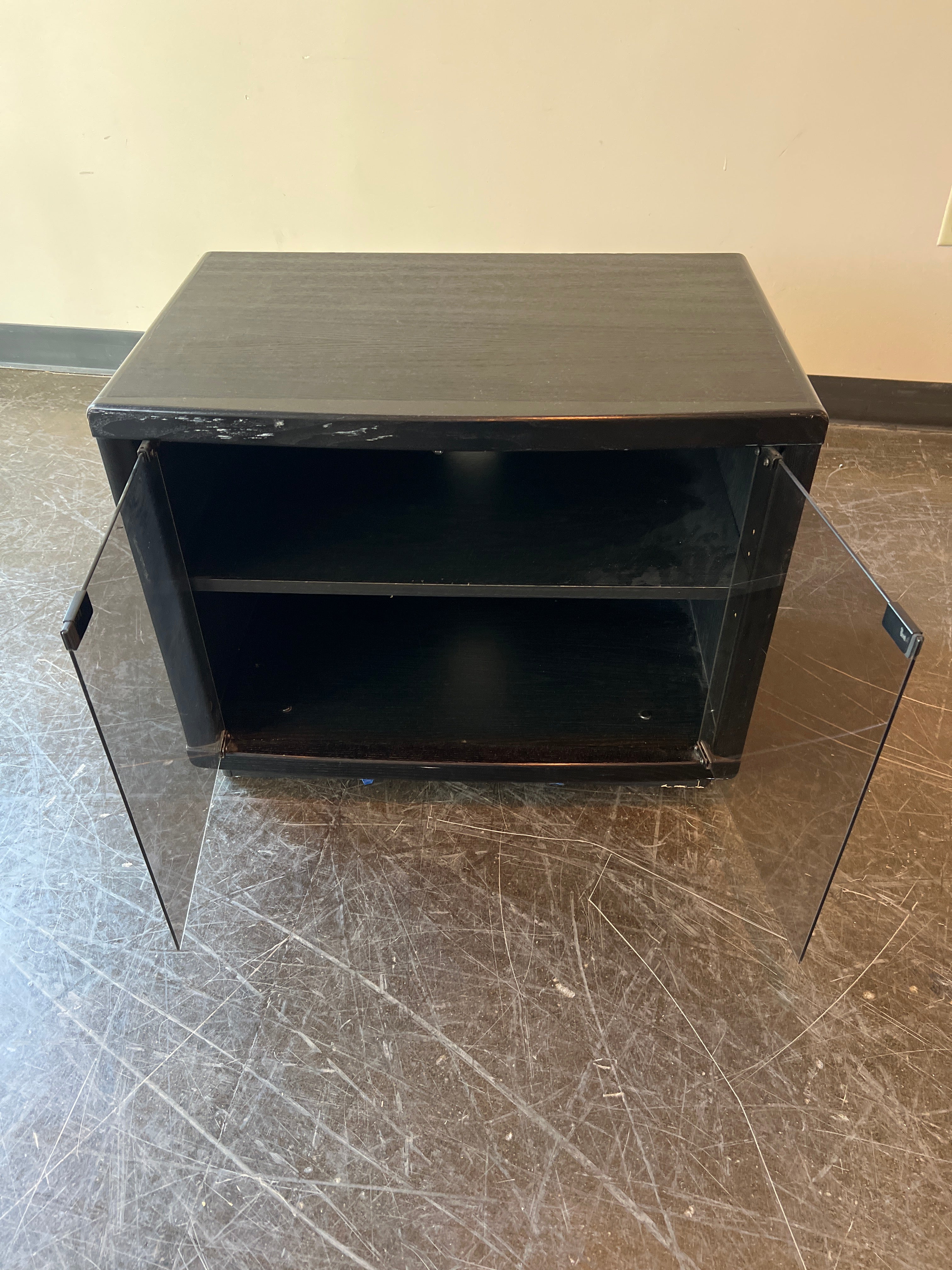Black Swivel TV Stand with Storage Cabinets