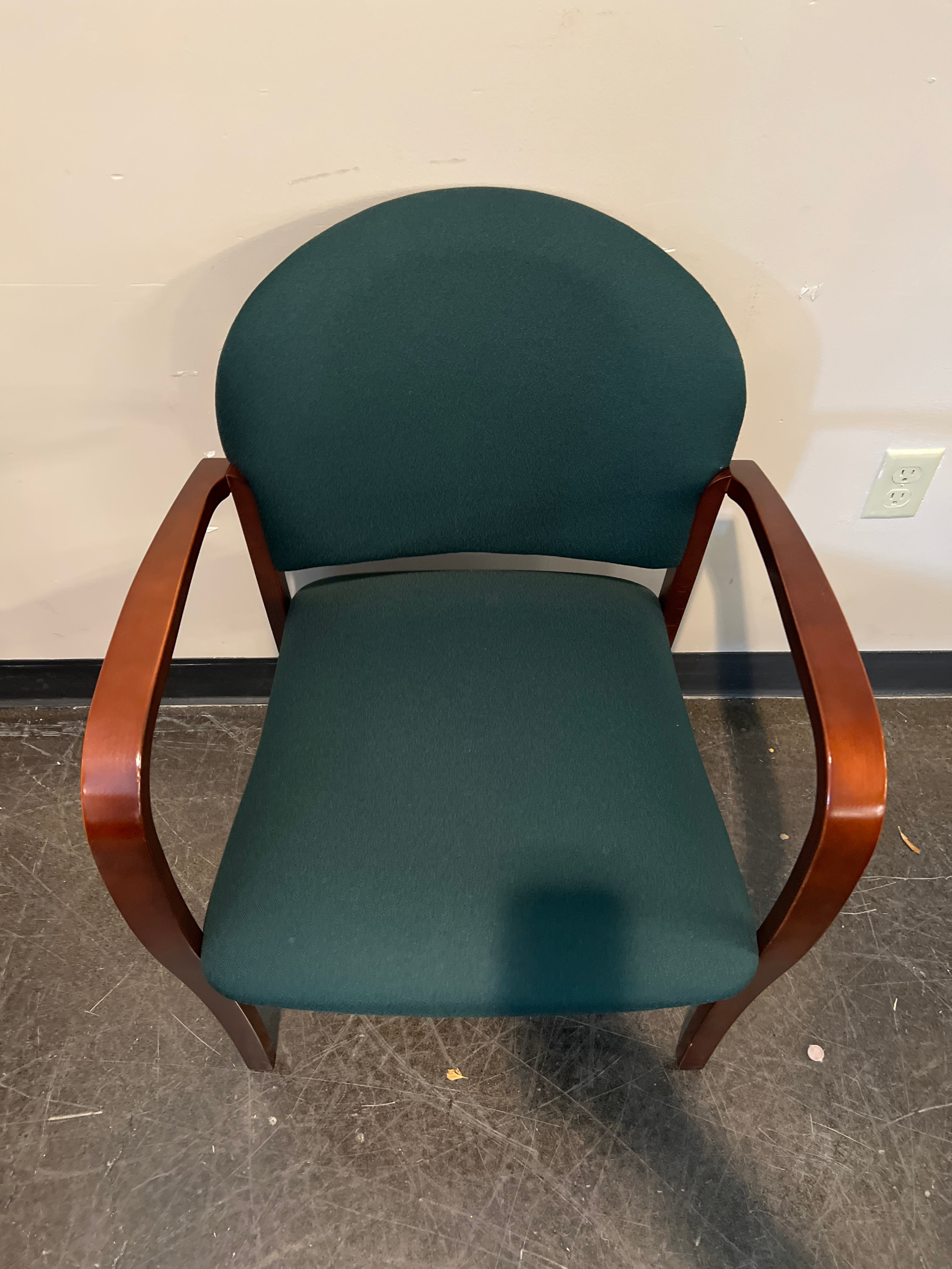 OFS Wood Frame Guest Chair with Teal Upholstery