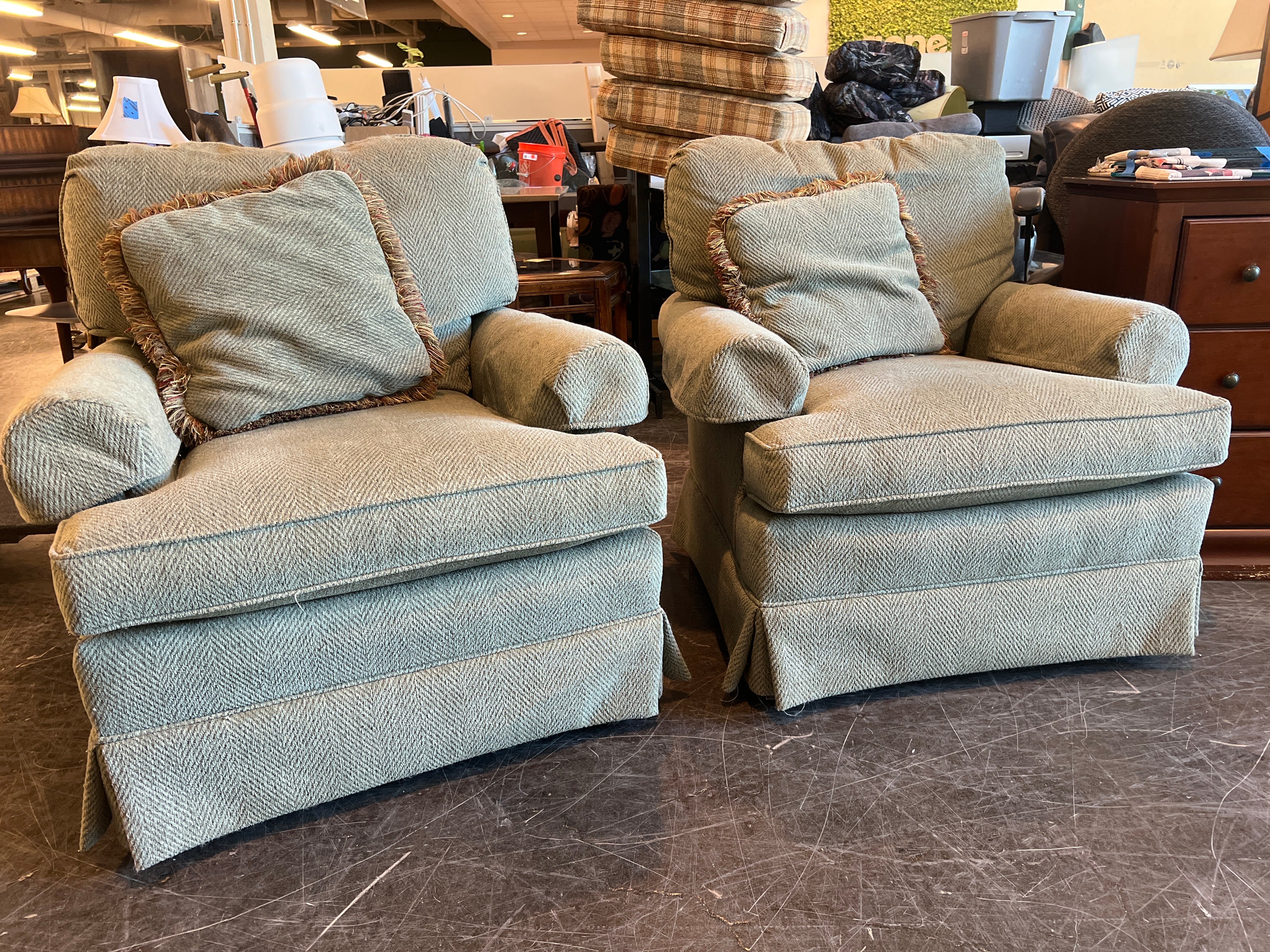 Pair of Relaxing Thomasville Herringbone Armchair