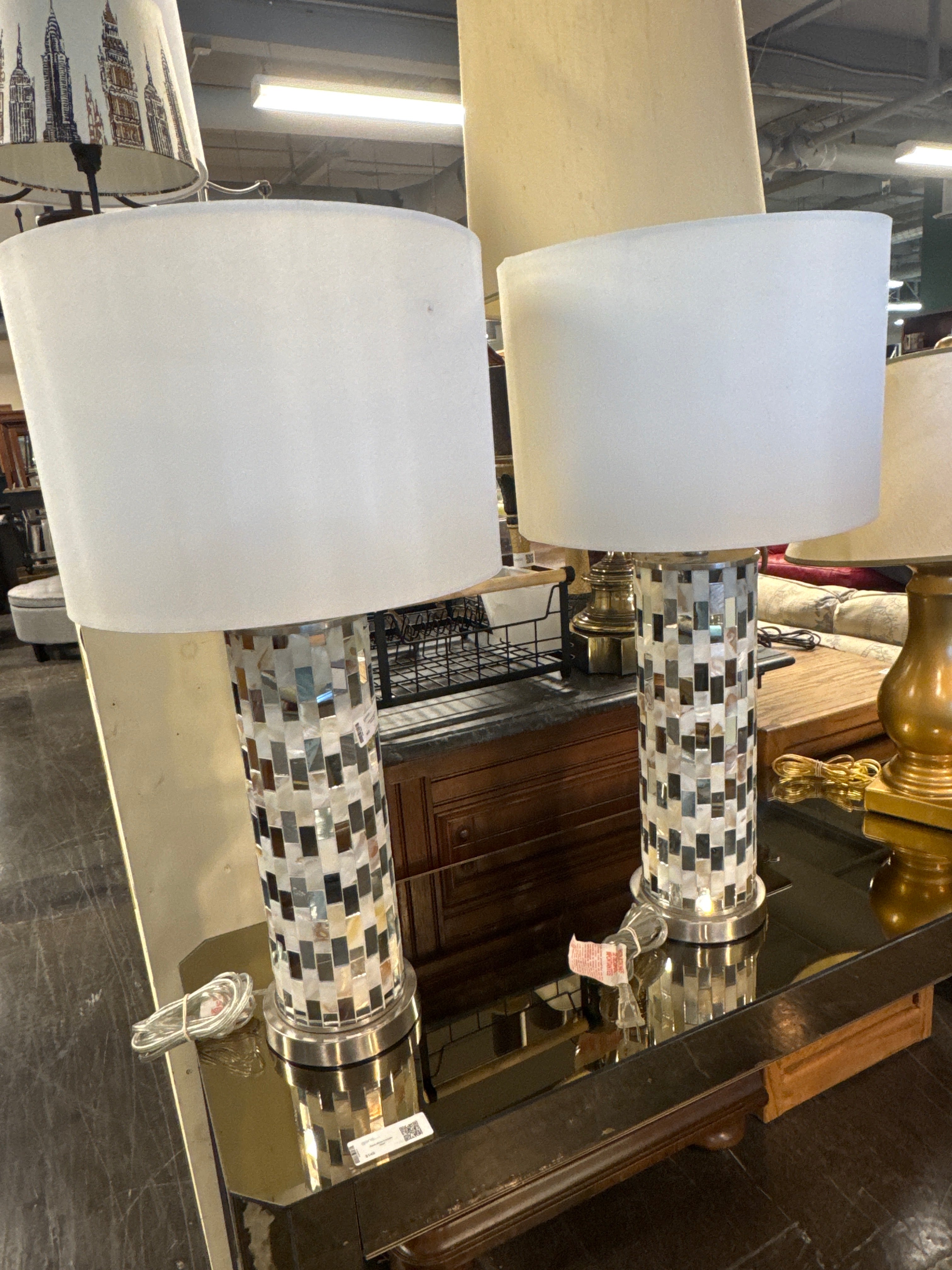 Lamp with Mirror and Shell Accent