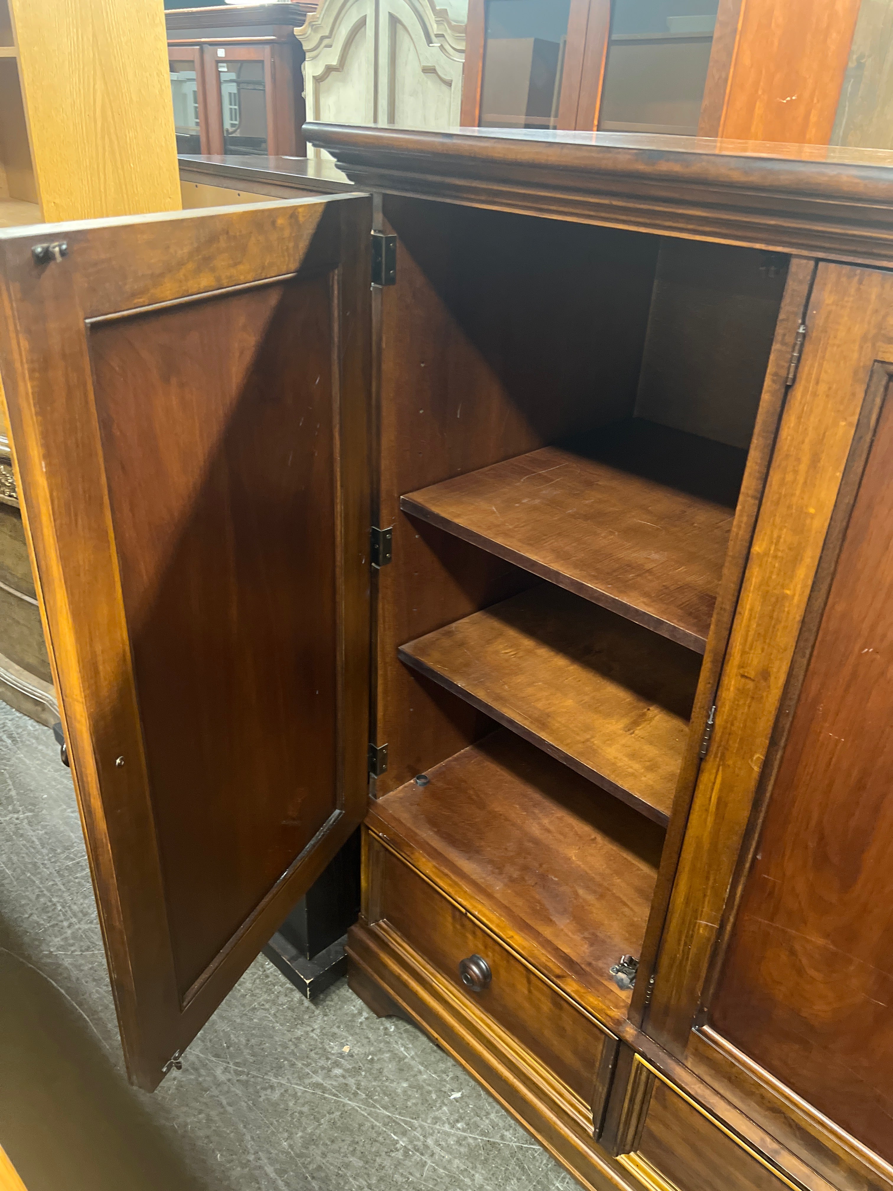 Traditional Dark Wood Storage Armoire with Drawers