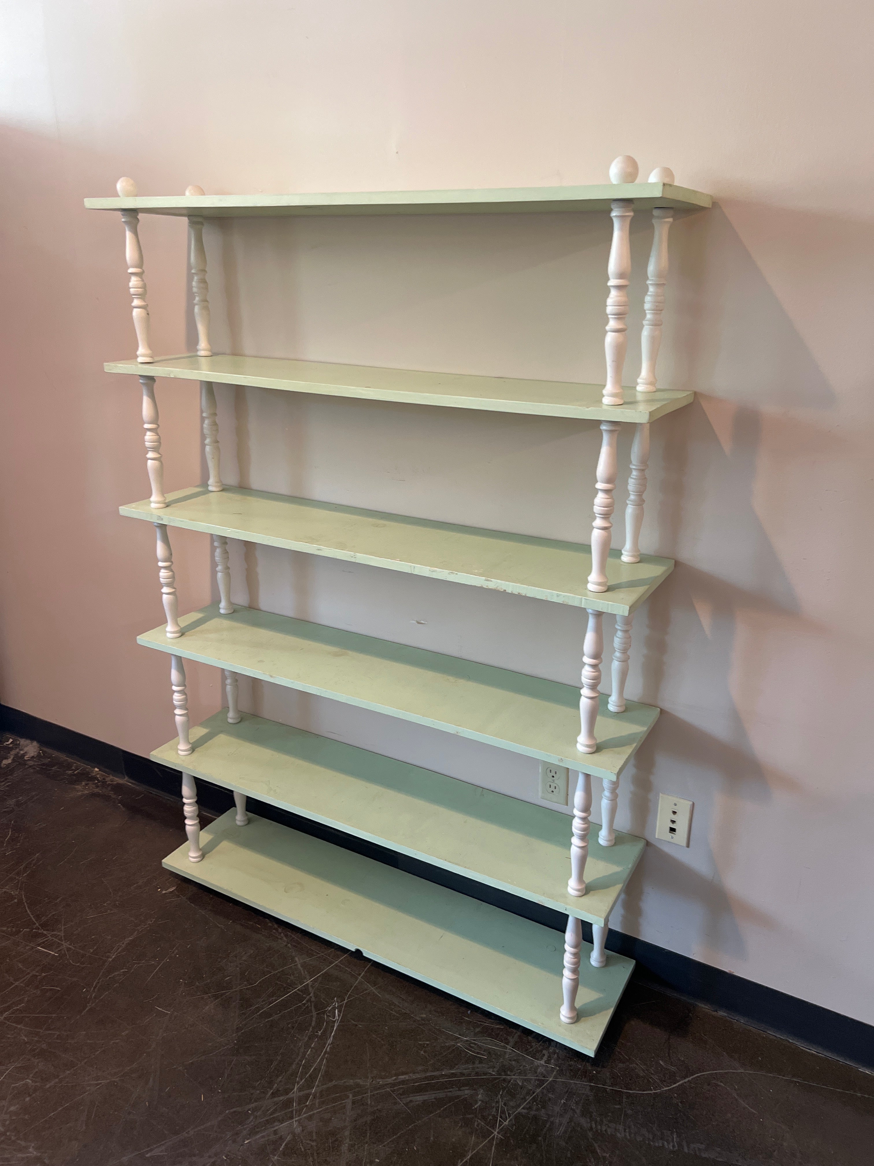 Pastel Green Spindle Shelf Unit