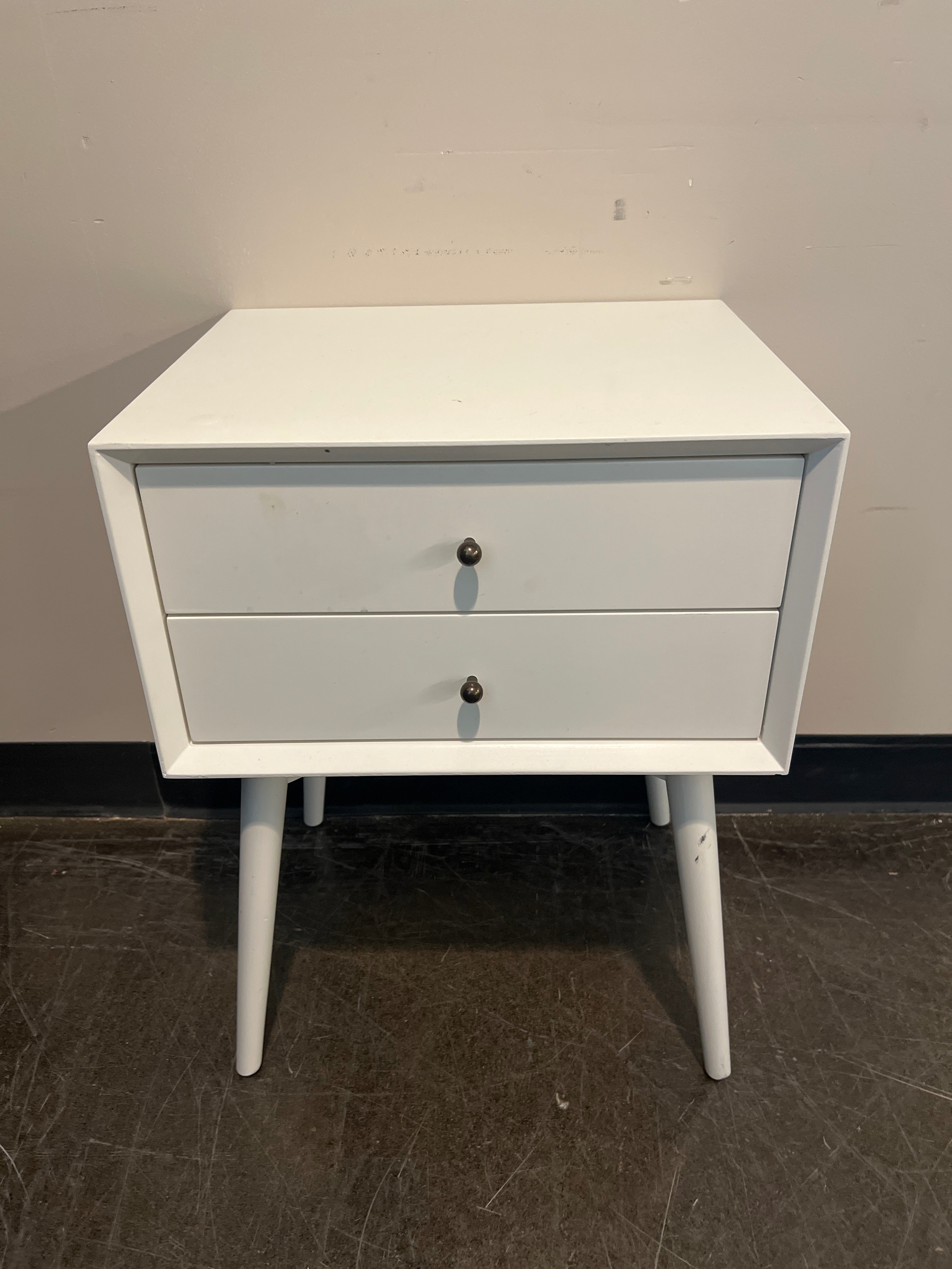 Williams Sonoma Mid-Century 2-Drawer Nightstand – White Lacquer
