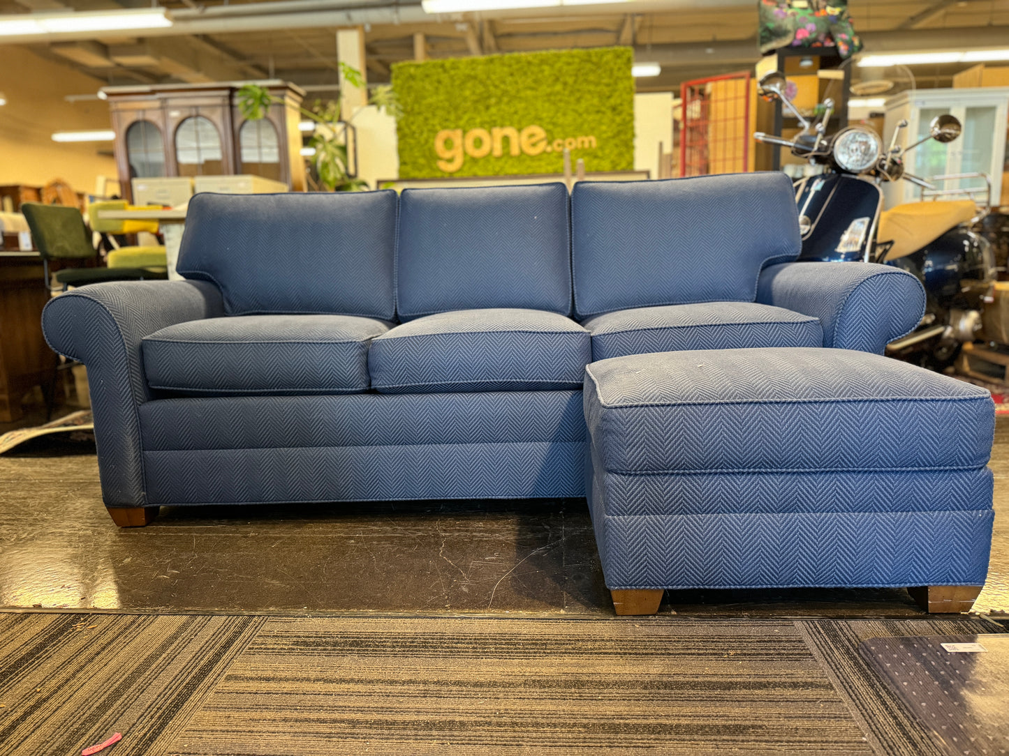 Ethan Allen Spencer Roll-Arm Sofa and Ottoman