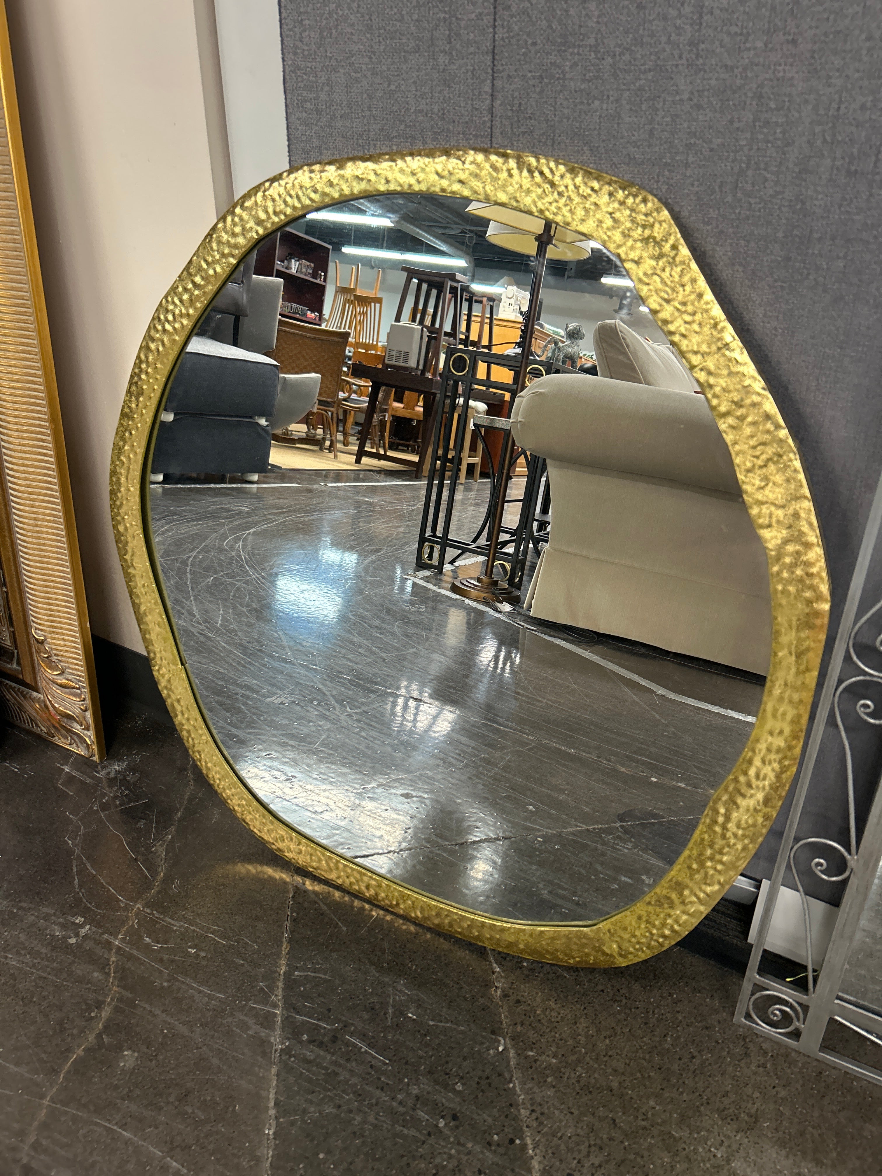 Round Gold Accent Mirror