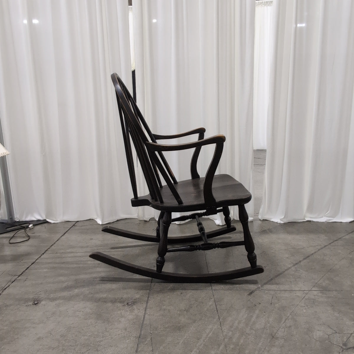 Webster Mfg. Co. Windsor Style Spindle Back Rocking Chair in Dark Wood