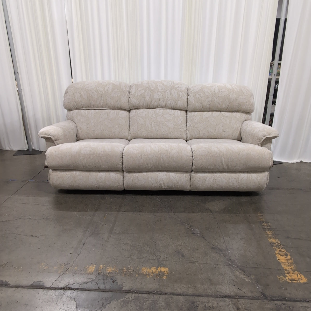Beige Floral Pattern Reclining Couch