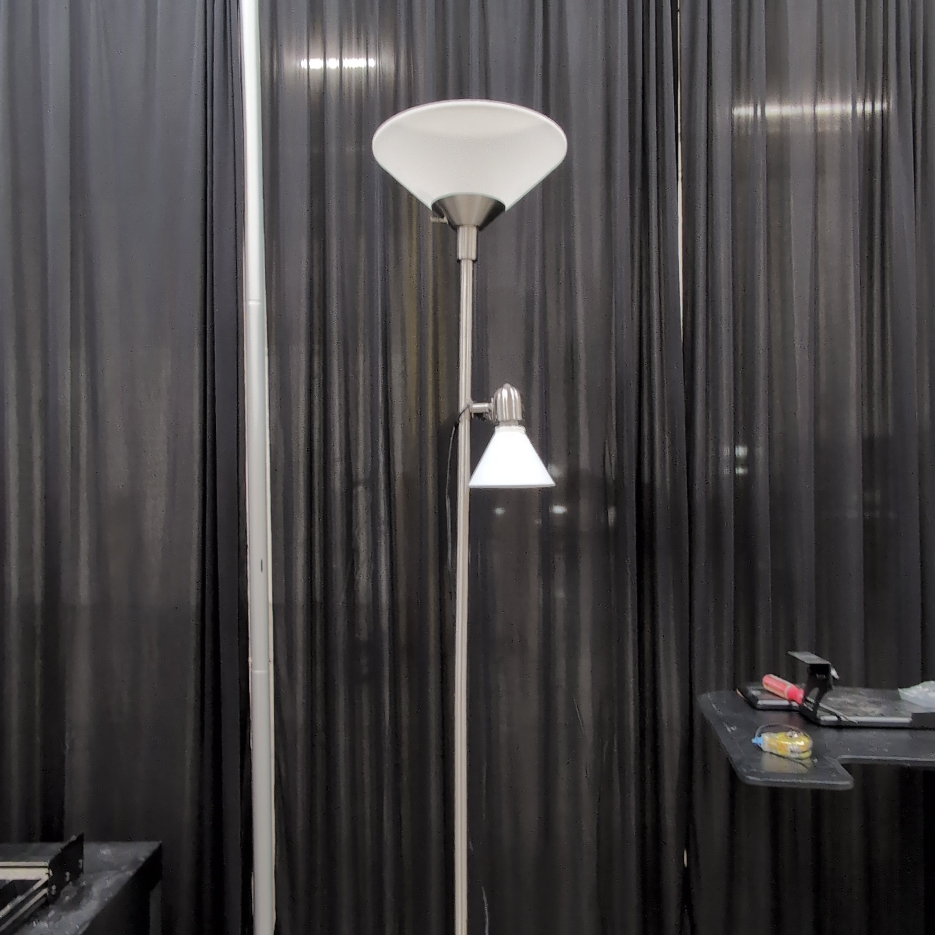 Brushed Nickel Torchiere Floor Lamp with Reading Light