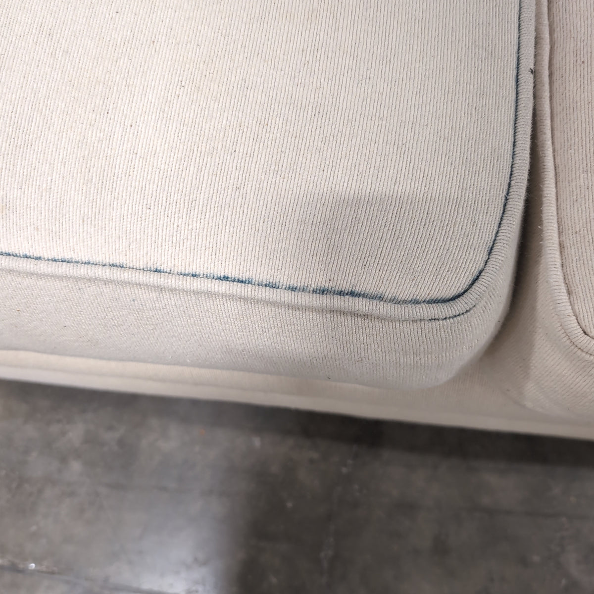 Shenandoah Cream Textured Fabric Three-Seat Couch with Rolled Arms