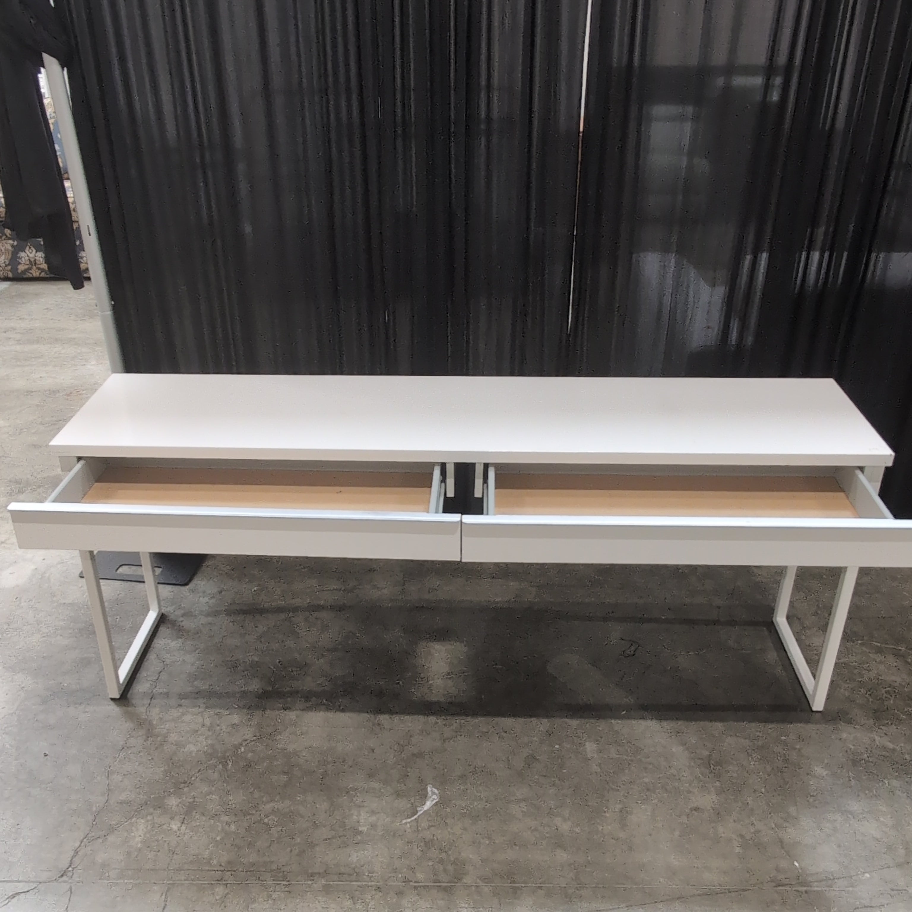 Off-White Minimalist Console Table with Two Drawers