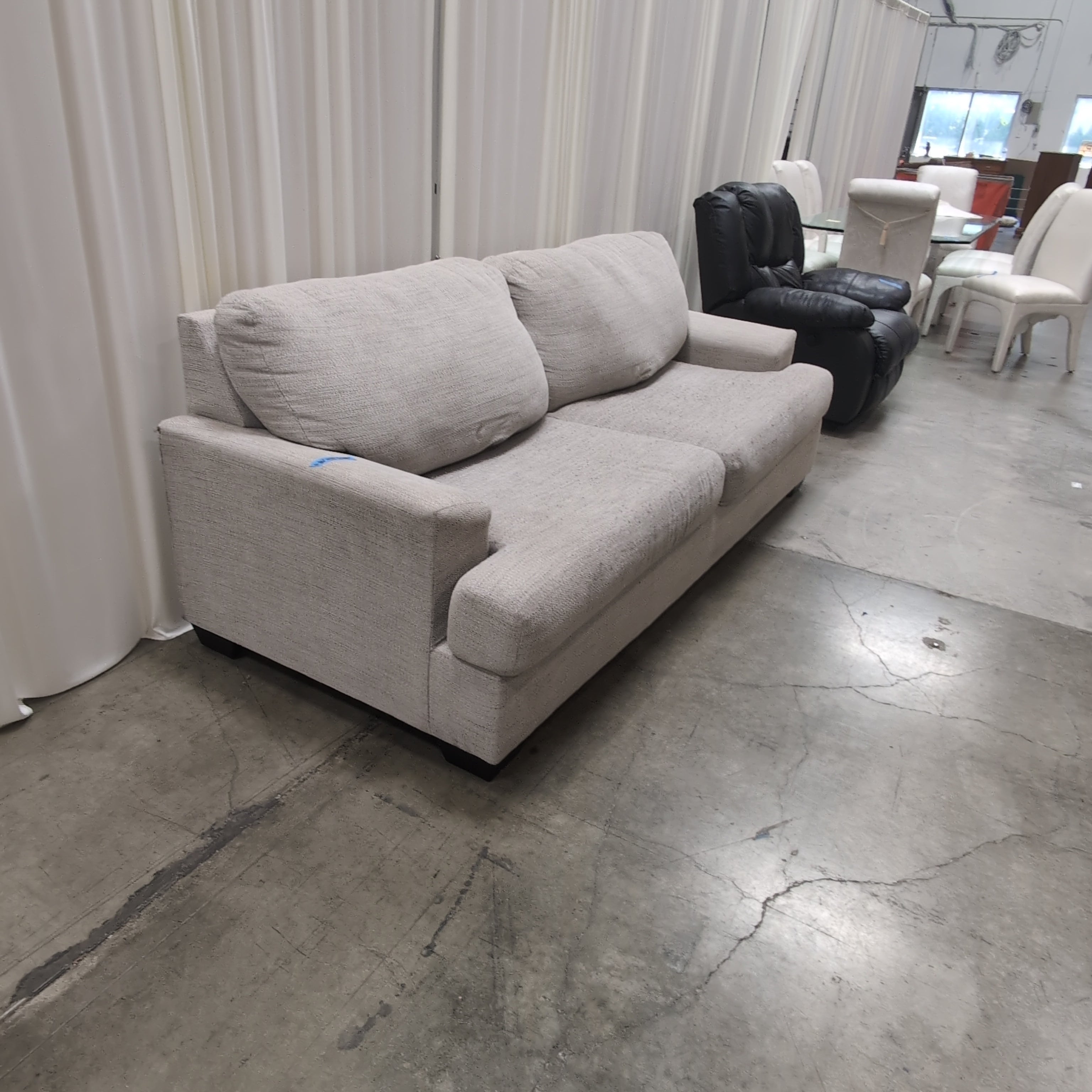 Textured Grey Two-Cushion Couch