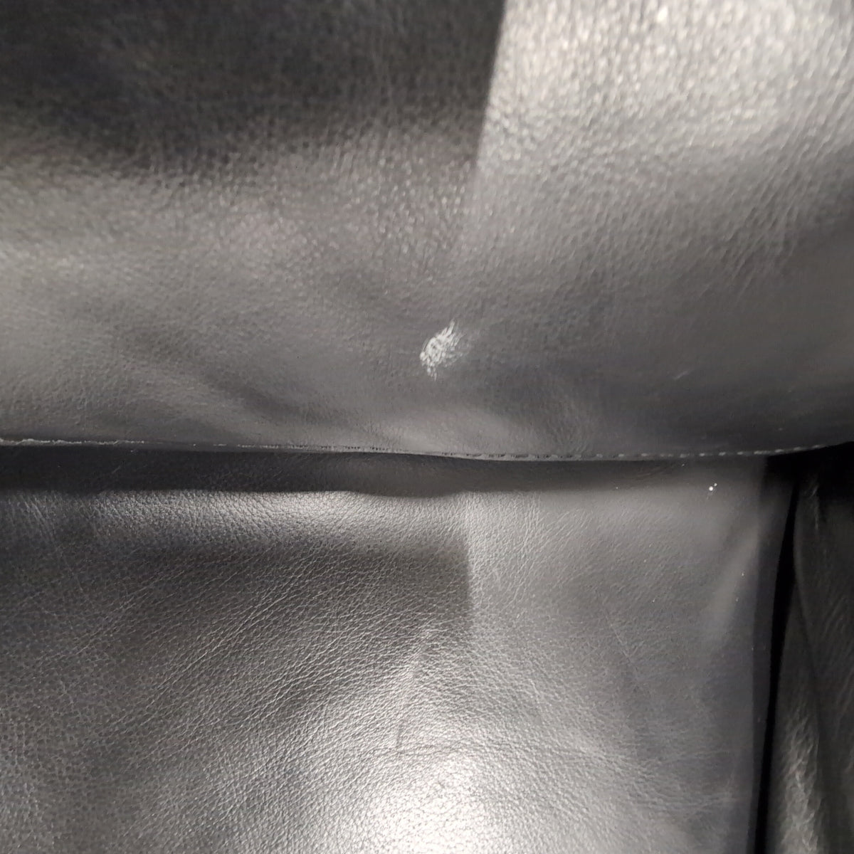 Plush Black Leather Three-Seat Couch