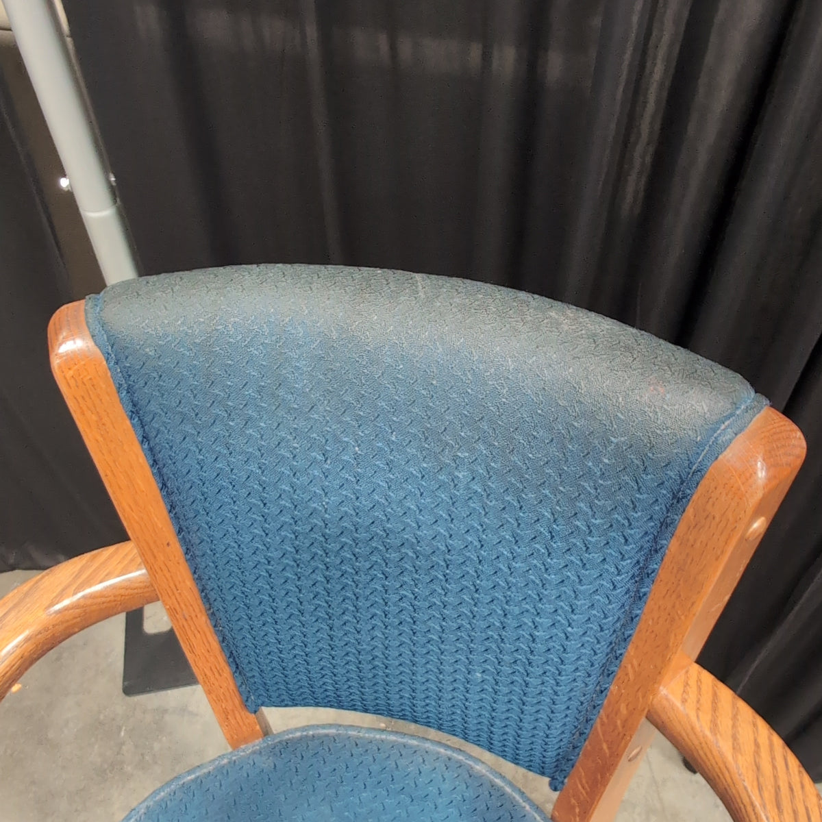 Wood Frame Dark Upholstered Bar Stool with Curved Arms