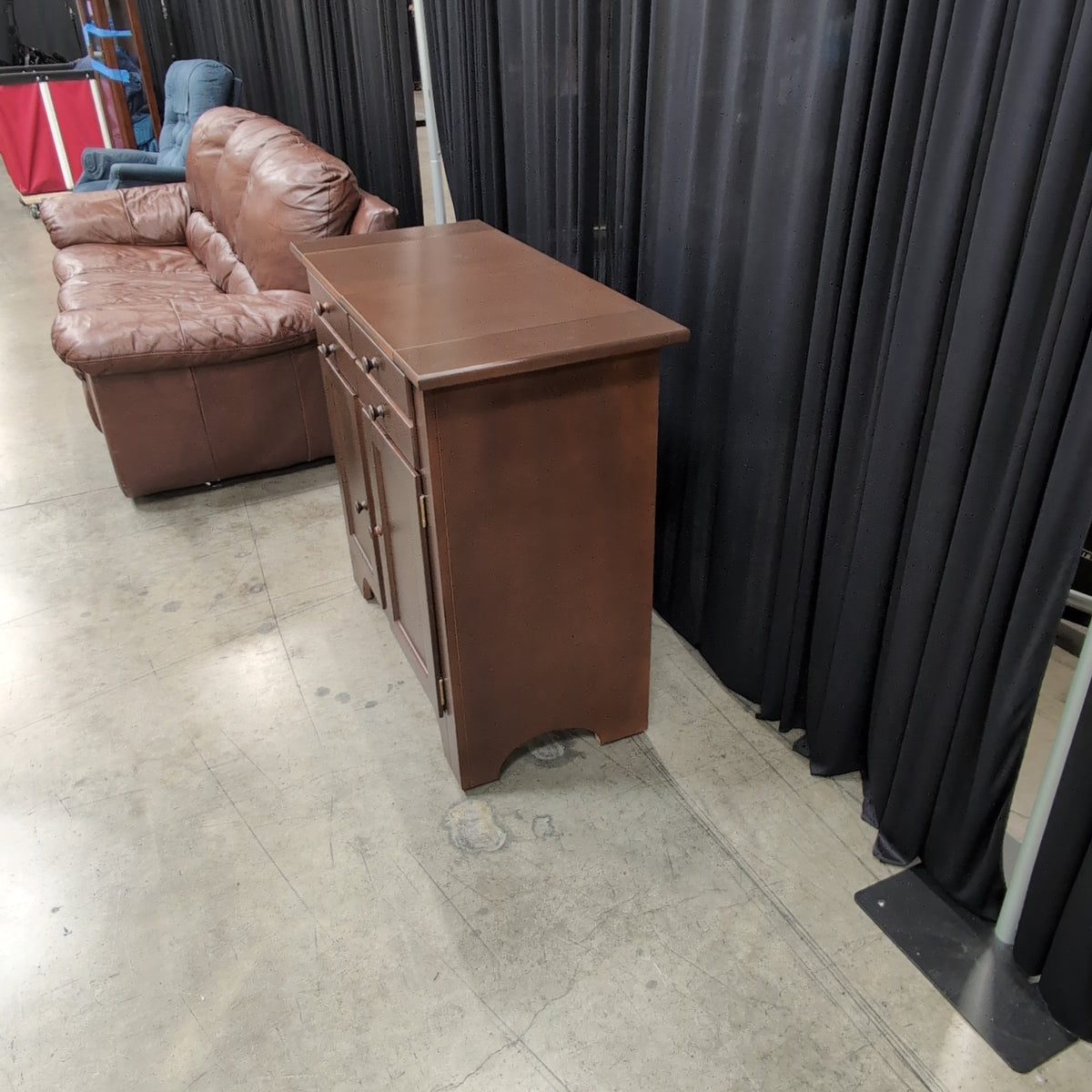 Stanley Furniture-Dark Brown Wood Kitchen Cart with Drop Leaf Top