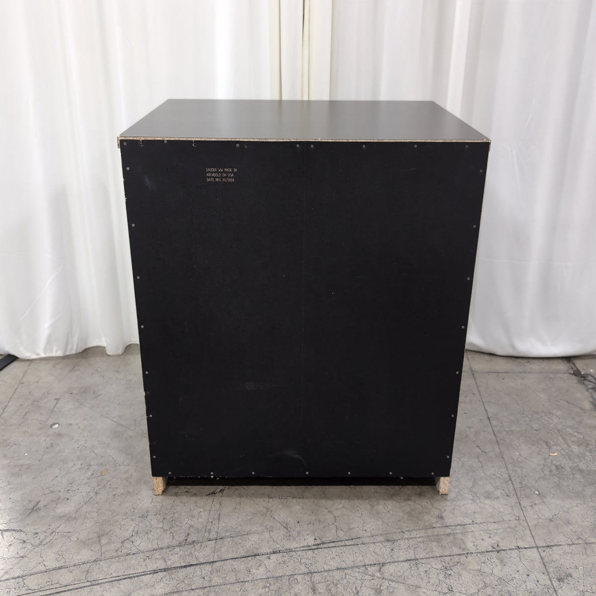 Dark Brown Two-Drawer Nightstand with Silver Pulls