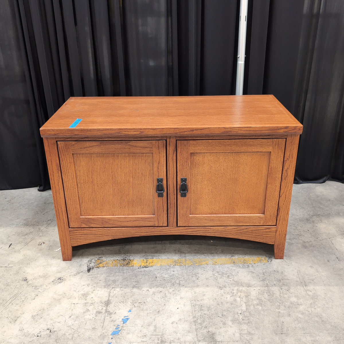 Mission Style Oak Wood TV Stand with Two Doors
