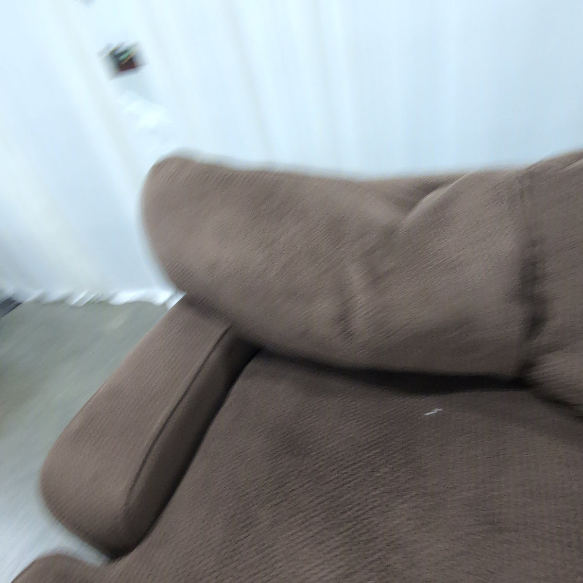 Brown Textured Fabric Couch with Chaise Lounge