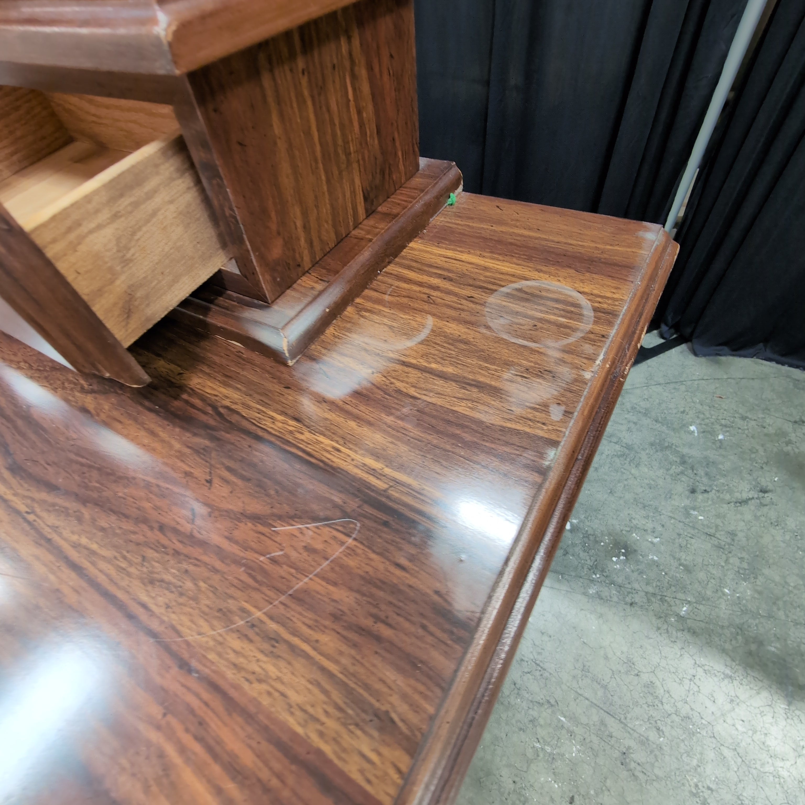 Traditional Dark Wood Dresser with Triple Mirror