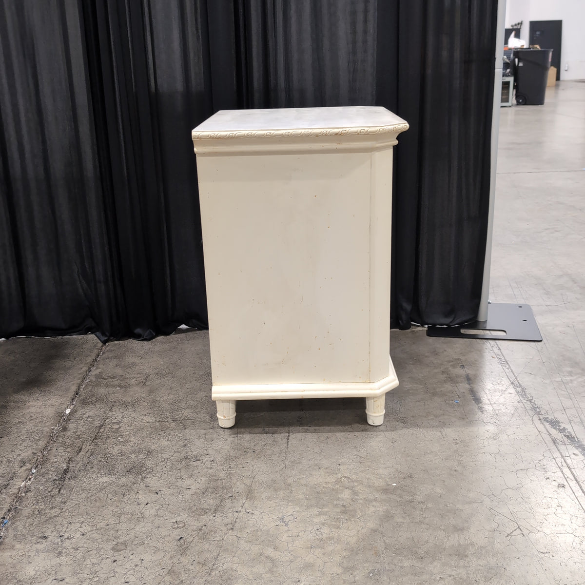 Simply Shabby Chic-Cream Wood Three-Drawer Nightstand with Crystal Knobs