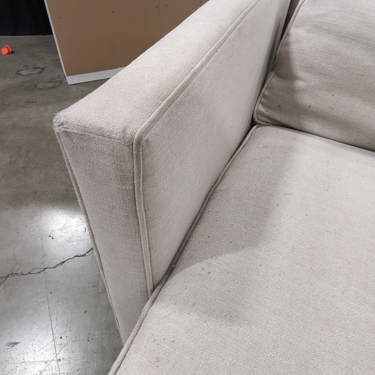 Light Grey Contemporary Couch with Box Arms