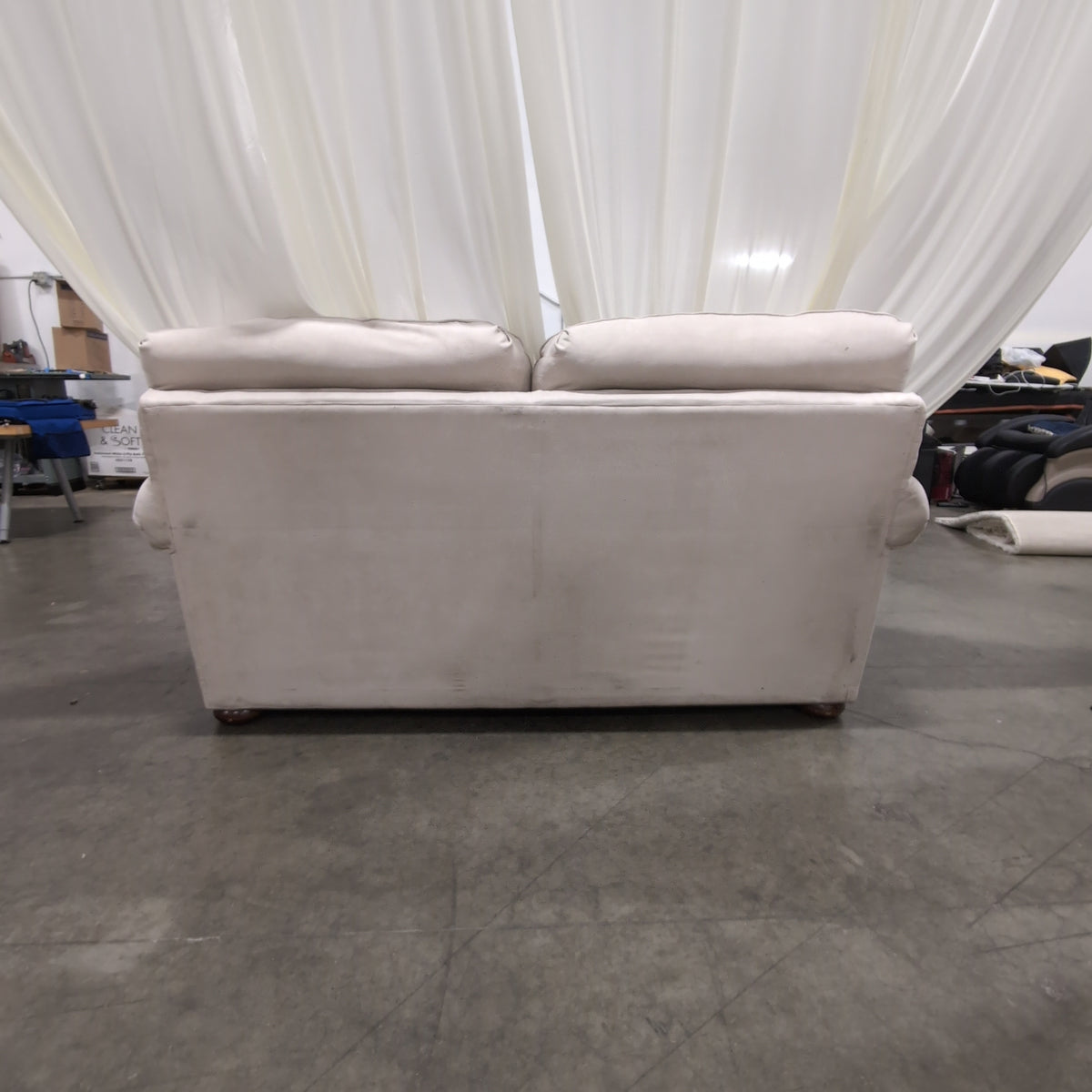 Light Beige Rolled Arm Loveseat